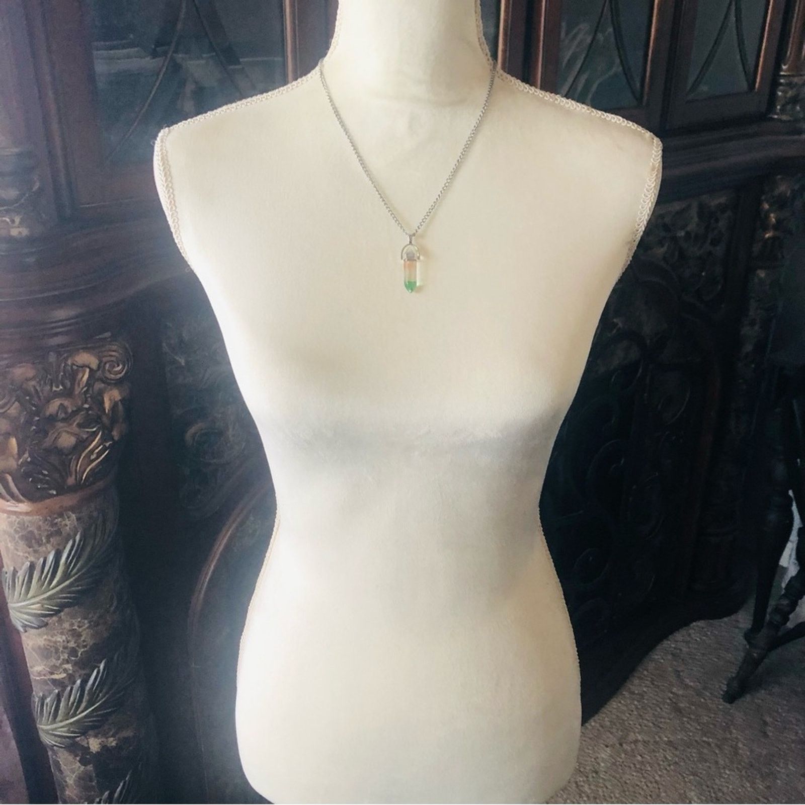 Handmade Handcrafted crowned faceted glass crystal pendant necklace Size ONE SIZE - 6 Thumbnail