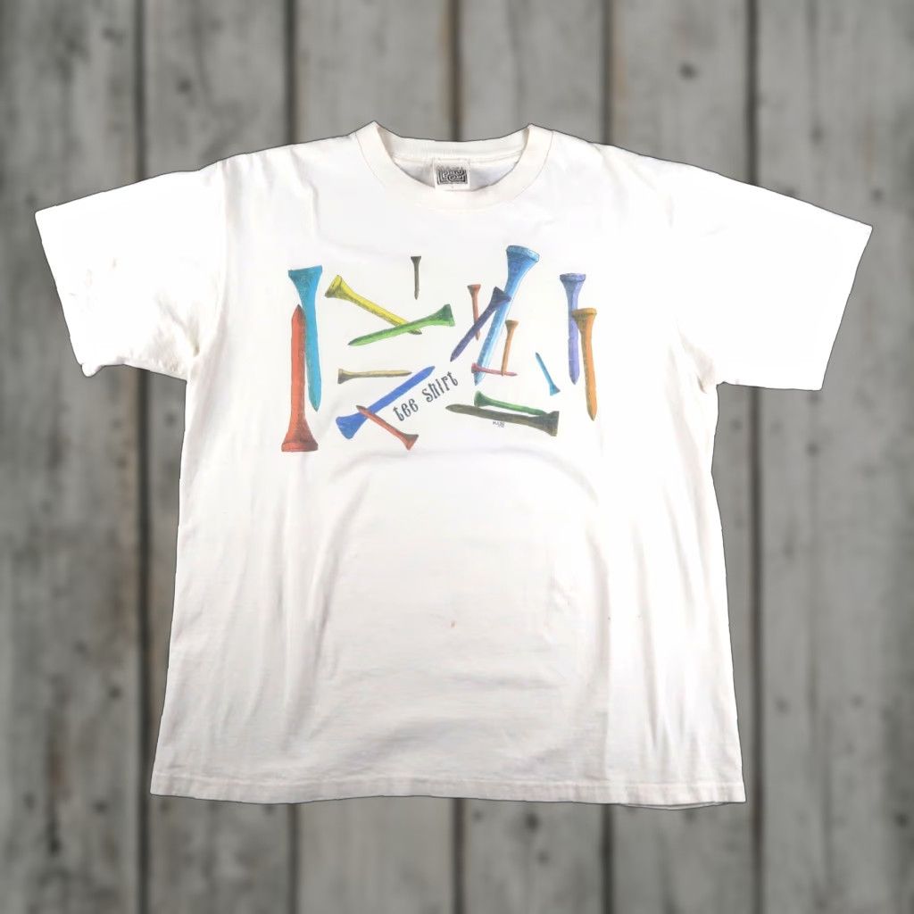 Vintage VINTAGE Maze Art Golf Tee Shirt L White 90s 1990s USA Made Mens Shirt Short Sleeve Crew Neck Size US L / EU 52-54 / 3 - 1 Thumbnail