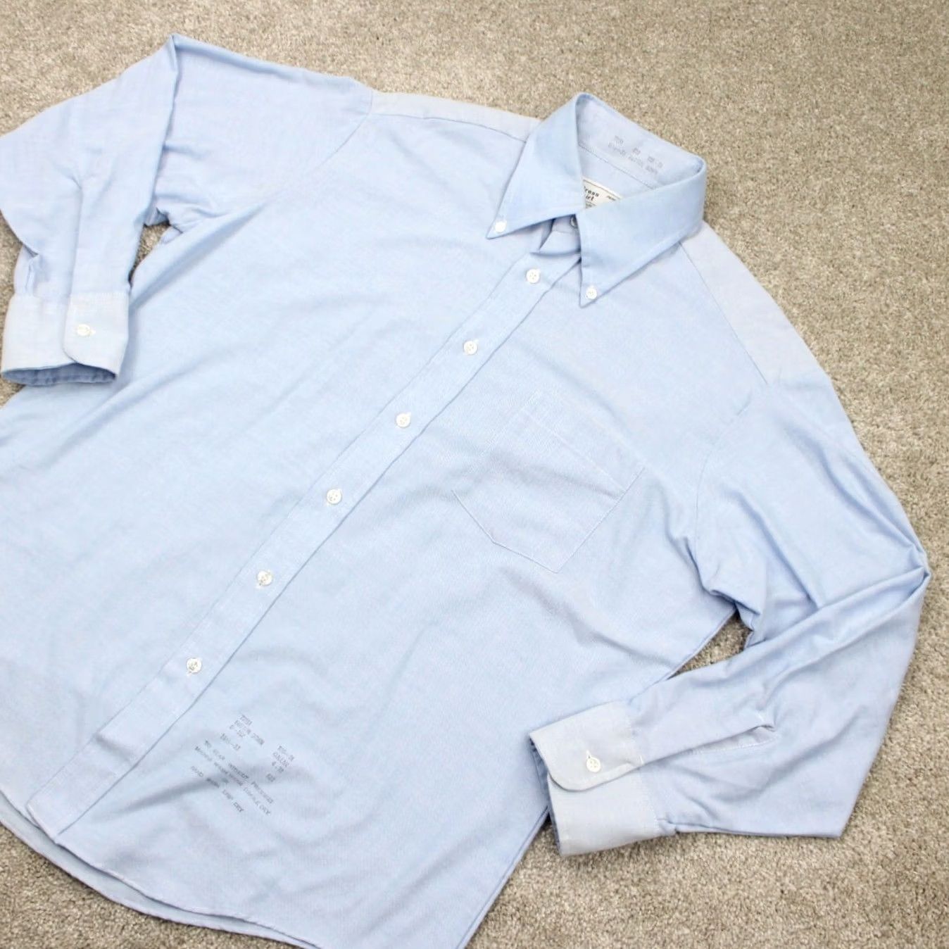 Sears Vintage Sears Dress Shirt 16 1/2 Mens Blue 1980s Long Sleeve Button 65% Polyester 35% Cotton Art Deco Small Details Size 42R - 3 Thumbnail