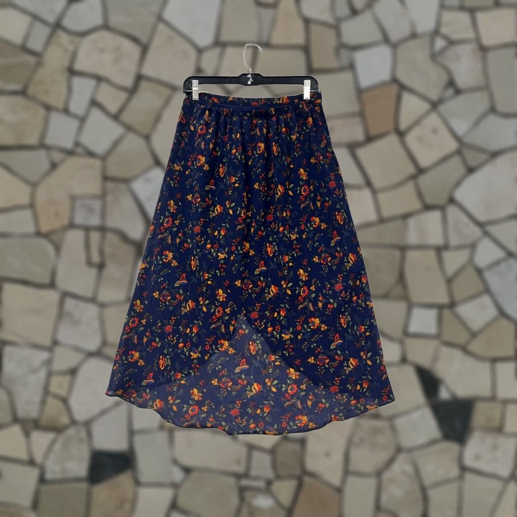 Madewell Madewell Skirt Womens High-Low Midi Floral Navy Size 6 Size 28" / US 6 / IT 42 - 1 Thumbnail