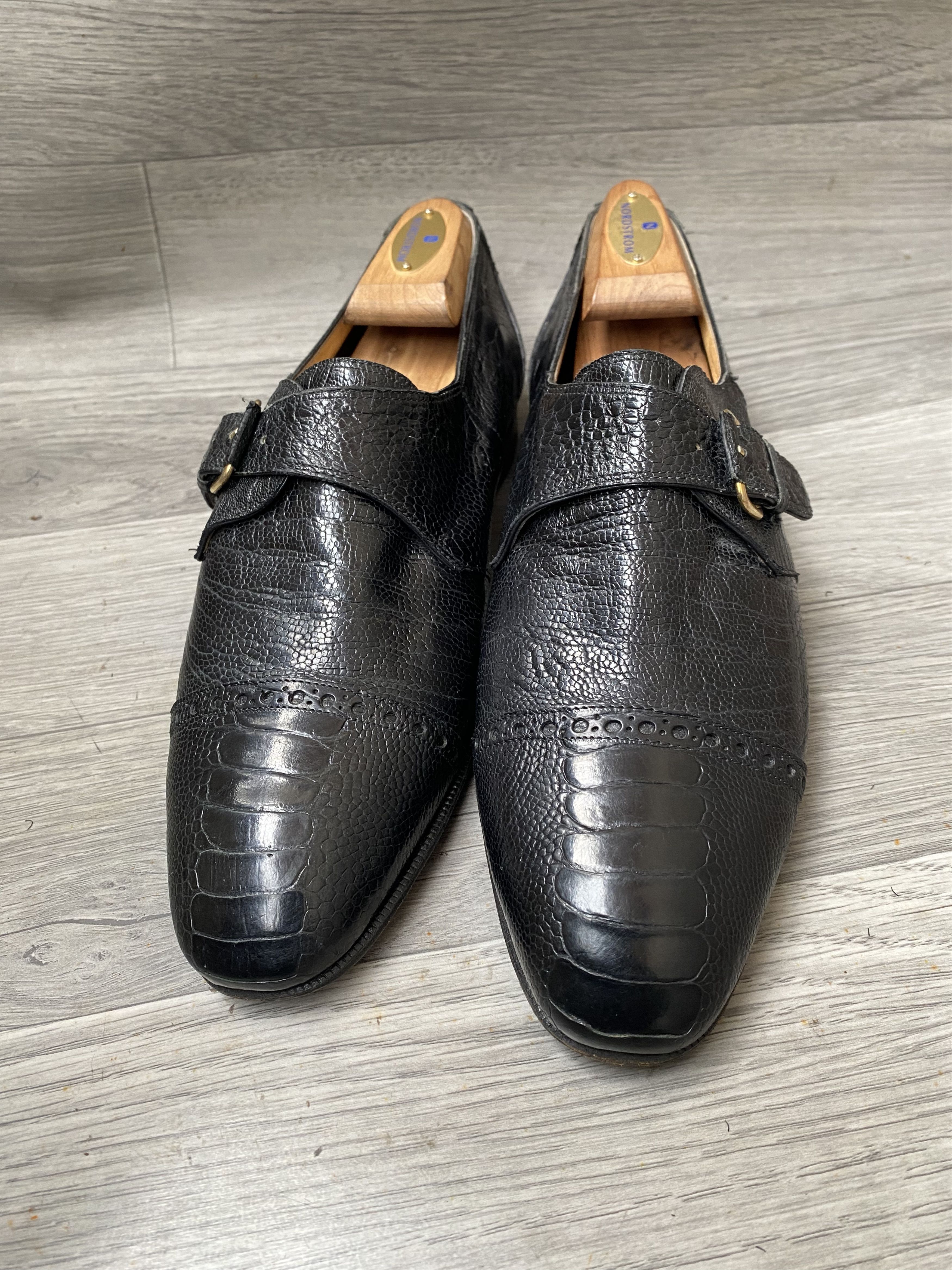 Mauri Mauri single monk strap black exotic ostrich leather sz41 Size US 8 / EU 41 - 3 Thumbnail