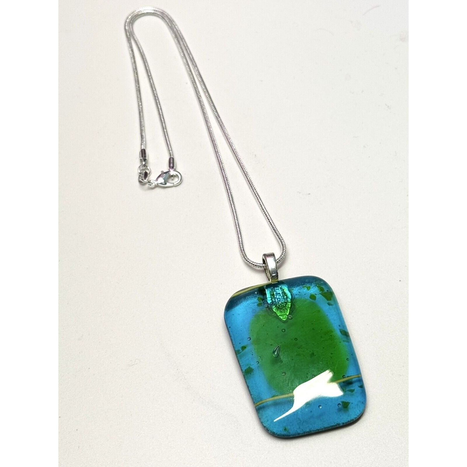 Vintage Vintage 925 sterling silver chain glass pendant necklace Size ONE SIZE - 2 Thumbnail