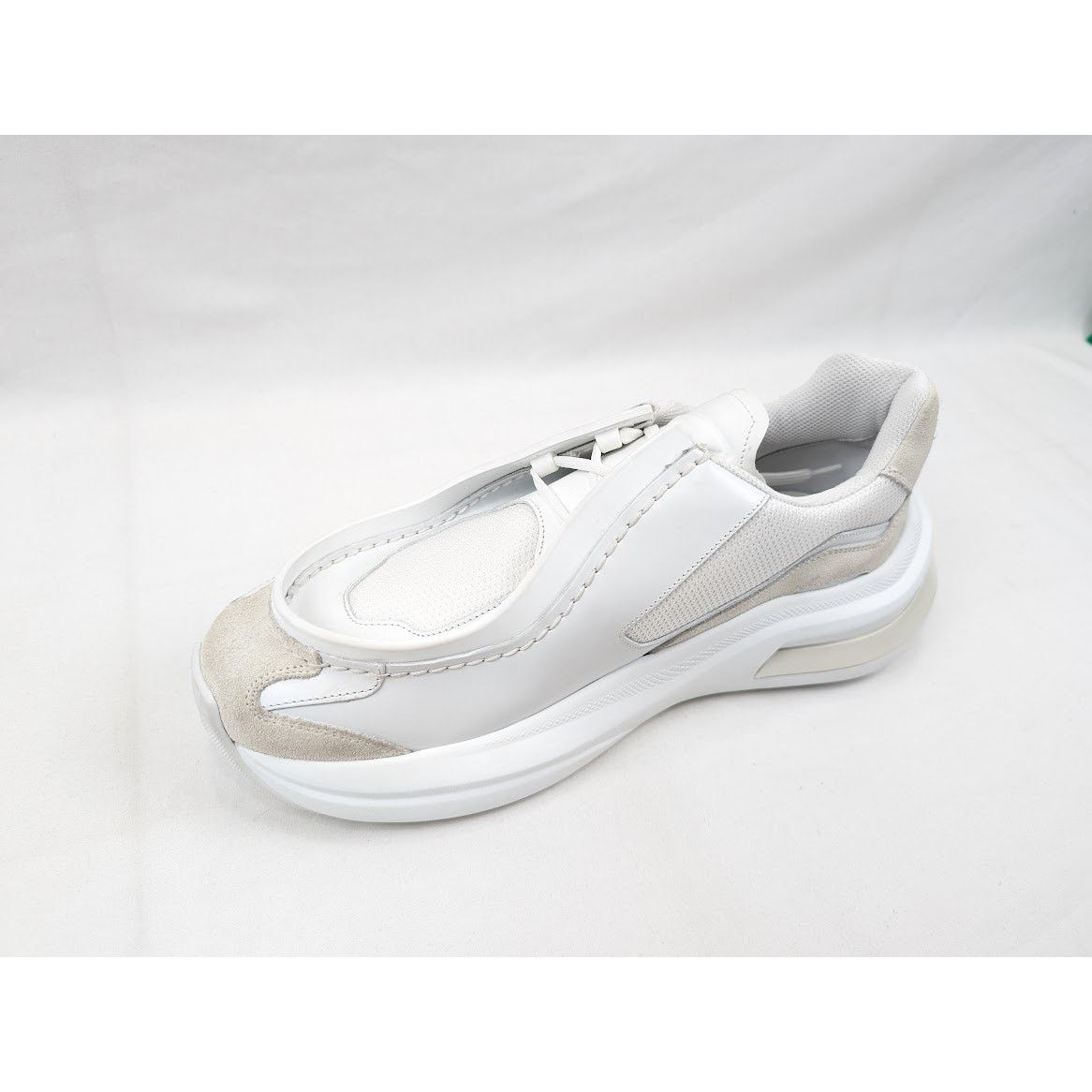 Prada o1rshd1 Brushed Leather Sneakers Bike Fabric Suede in White Size US 11 / EU 44 - 8 Thumbnail