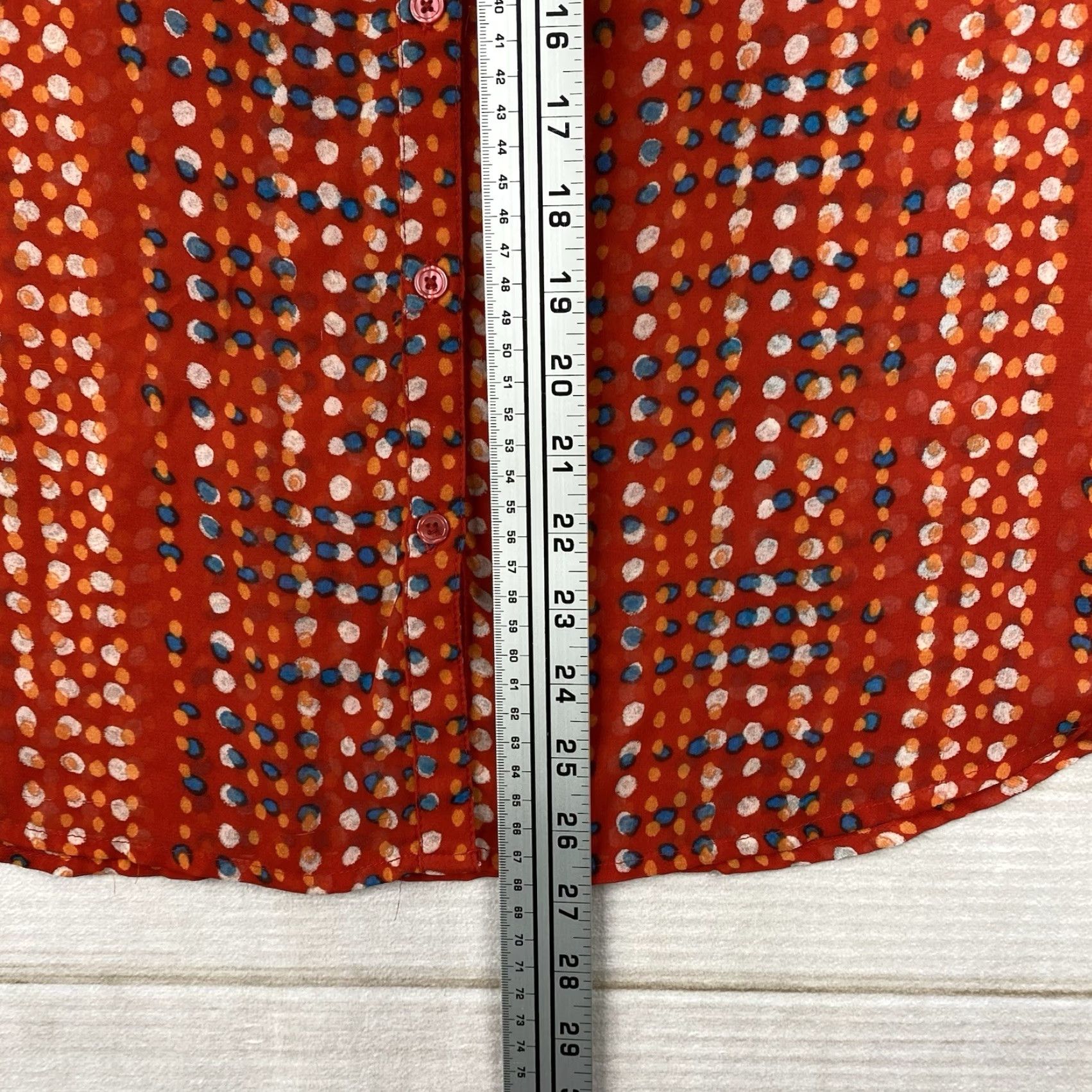 Old Navy Old Navy Top Womens XL Red Dotted Sheer Button Up V Neck Chiffon Beach Cruise Size XL / US 12-14 / IT 48-50 - 5 Thumbnail