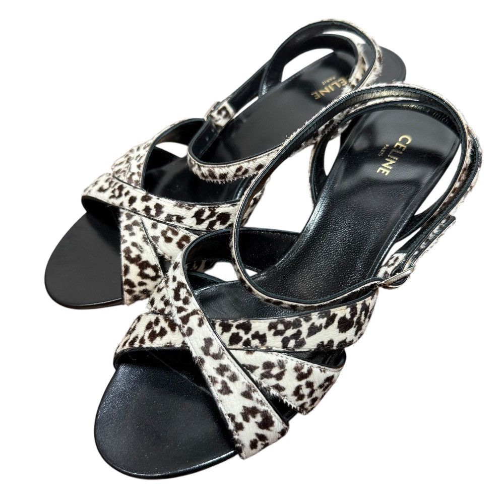 Celine Celine Celine Animal Print Haircalf Sandals Natural Material Shoes DUTY FREE for USA Size ONE SIZE - 1 Thumbnail