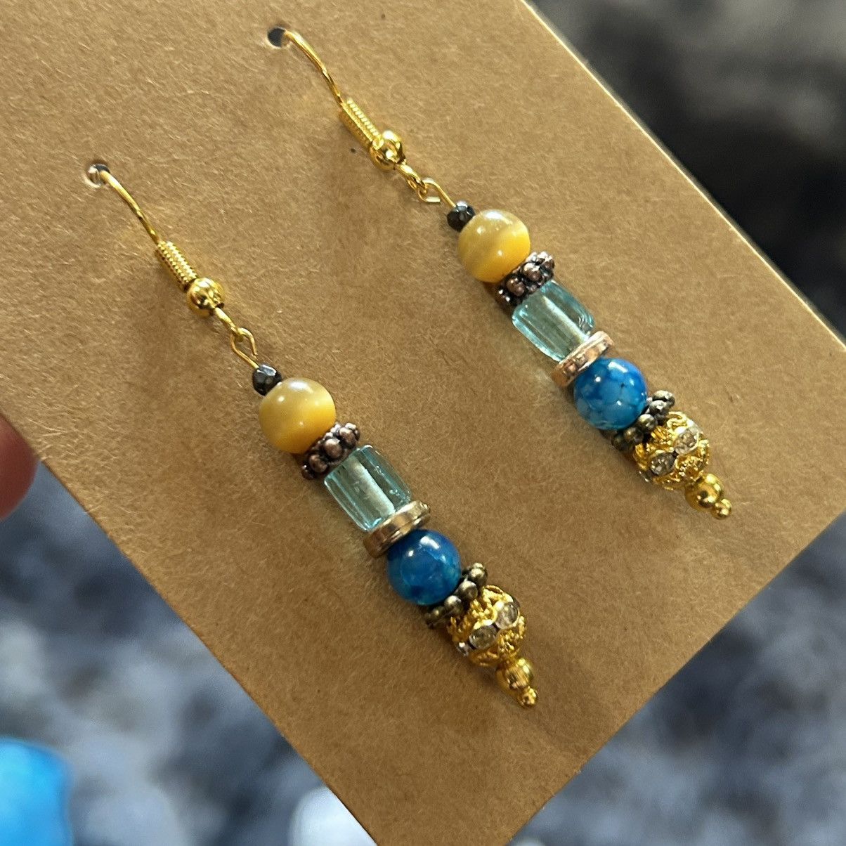 Handmade Handcrafted elegant genuine stone cat eye glass earrings Size ONE SIZE - 1 Thumbnail