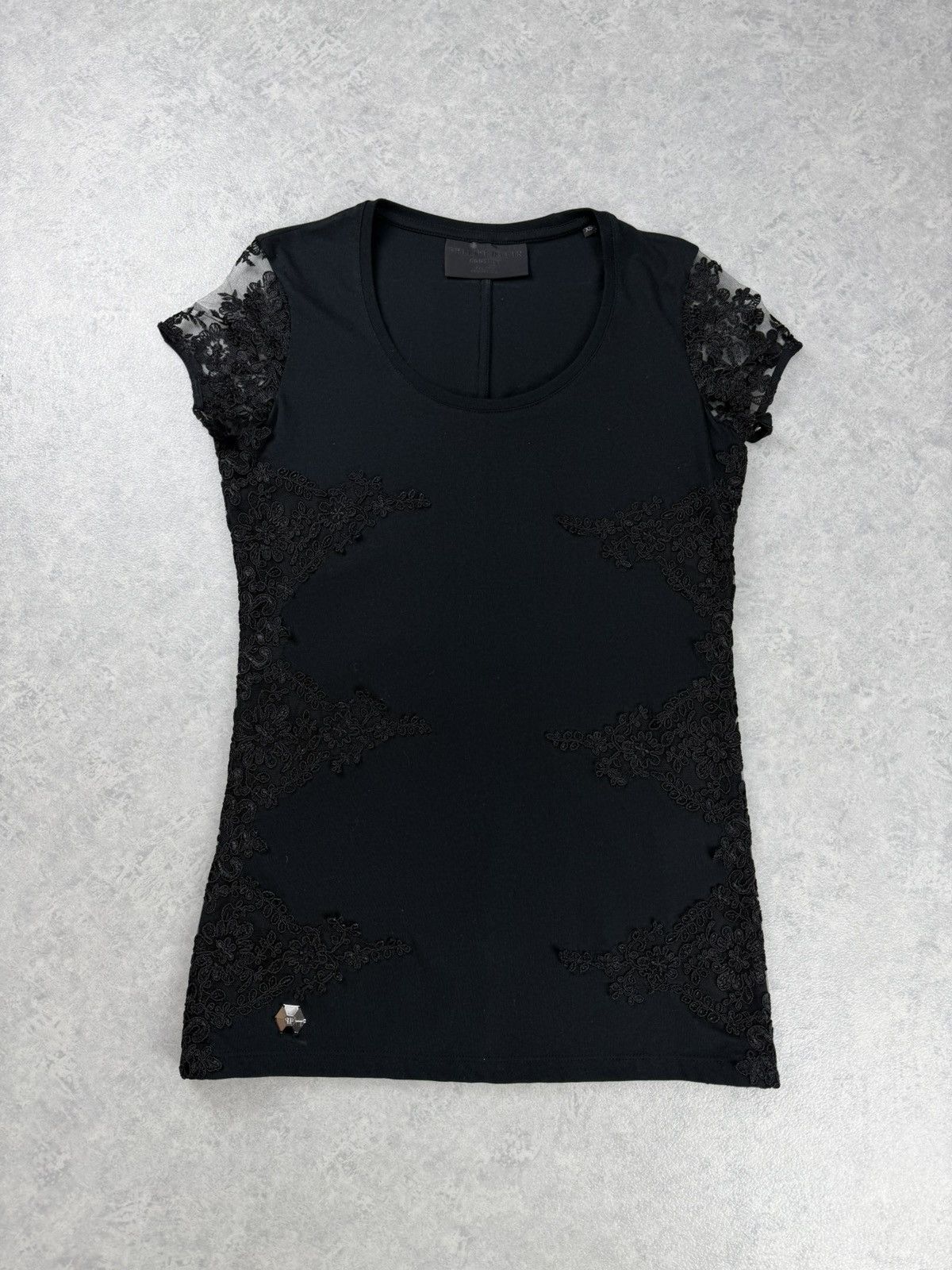 Philipp Plein Couture Black Lace T-Shirt Size XS