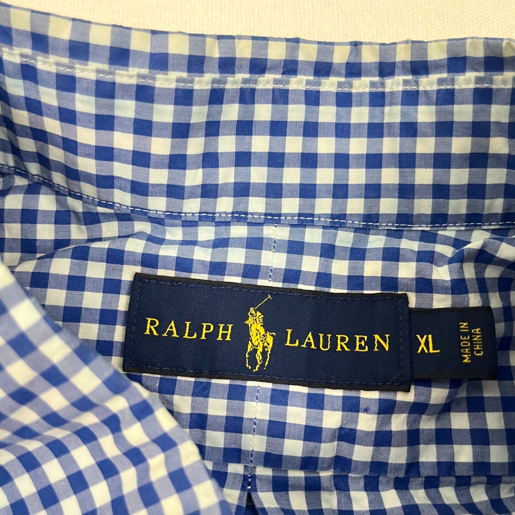 Ralph Lauren Ralph Lauren Shirt Mens XL White Blue Gingham Check Button-Down Pony Shirt Boys? Size 46R - 3 Thumbnail