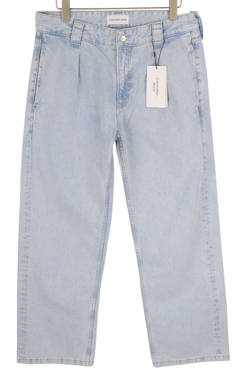 Calvin Klein 90S LOOSE W32 Light Blue Washed Pleated Zip Denim 85302 Size US 32 / EU 48 - 1 Thumbnail