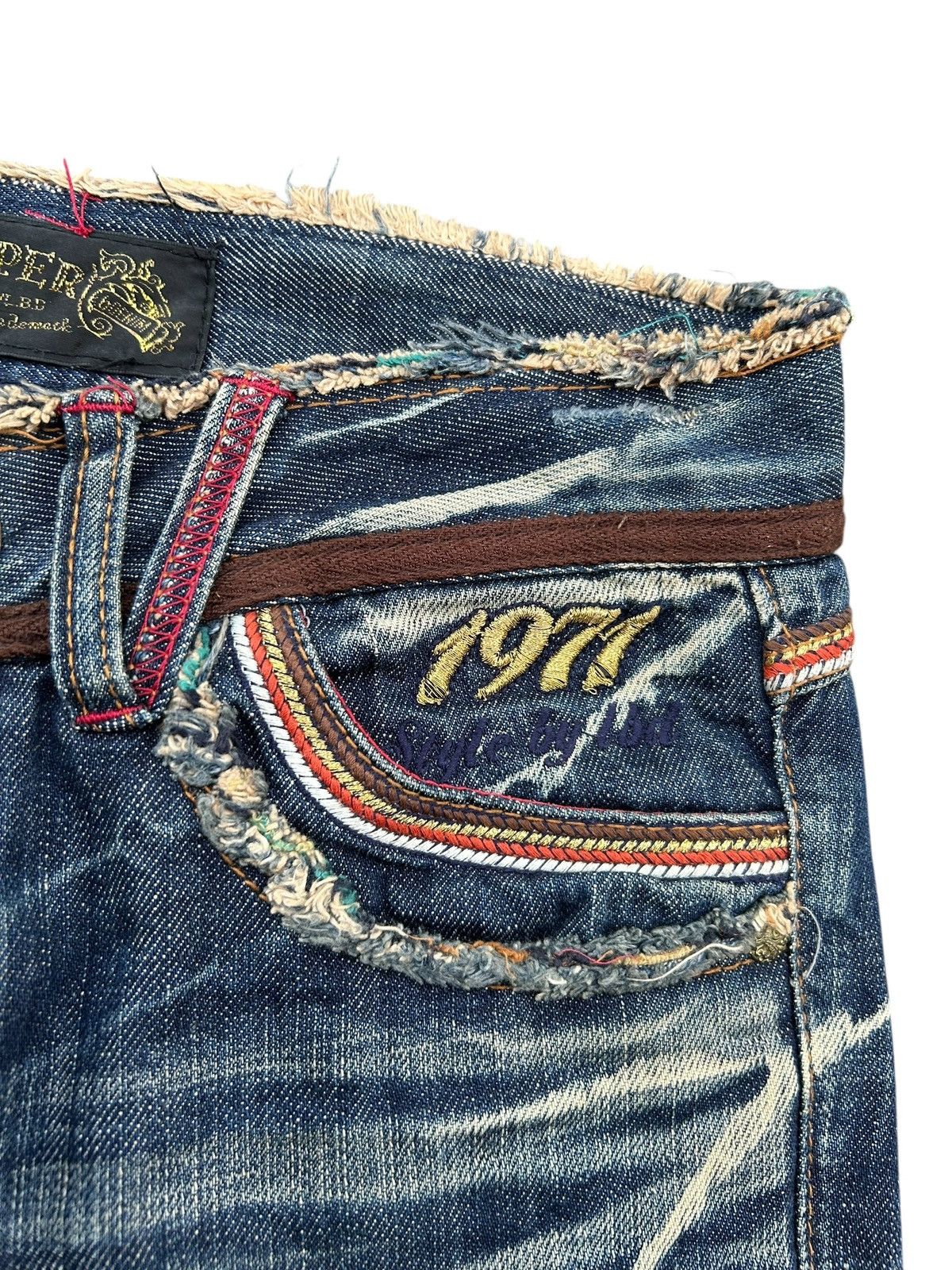 If Six Was Nine × KMRii × Le Grande Bleu (L.G.B.) ☠️ Red Papper Japanese Punk Rusty Faded Denim Jeans Lowrise Size US 30 / EU 46 - 7 Thumbnail