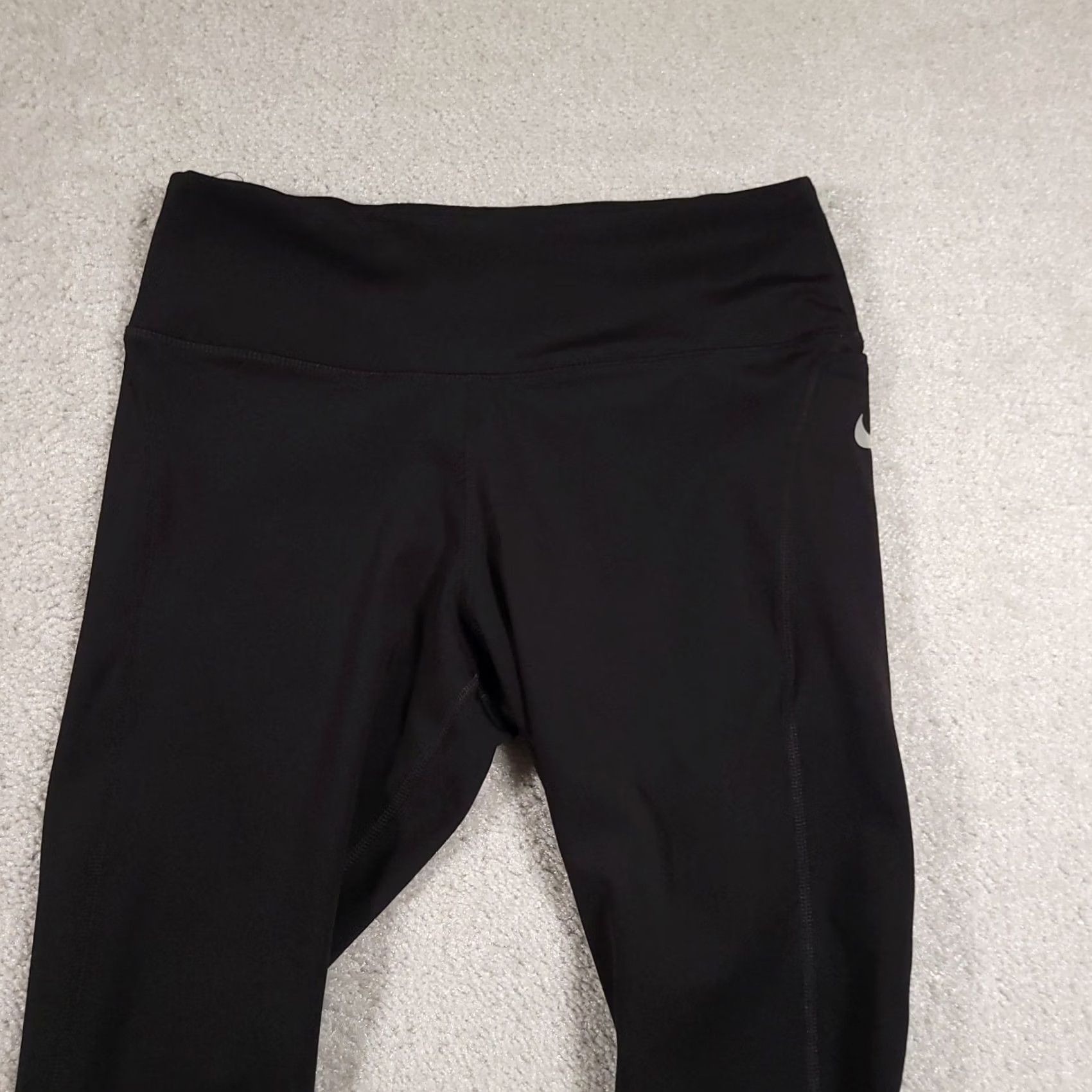 Nike Nike Dri-Fit Capri Leggings Women's Medium Black Running Zip Pocket Drawstring Pants Size 32" / US 10 / IT 46 - 3 Thumbnail