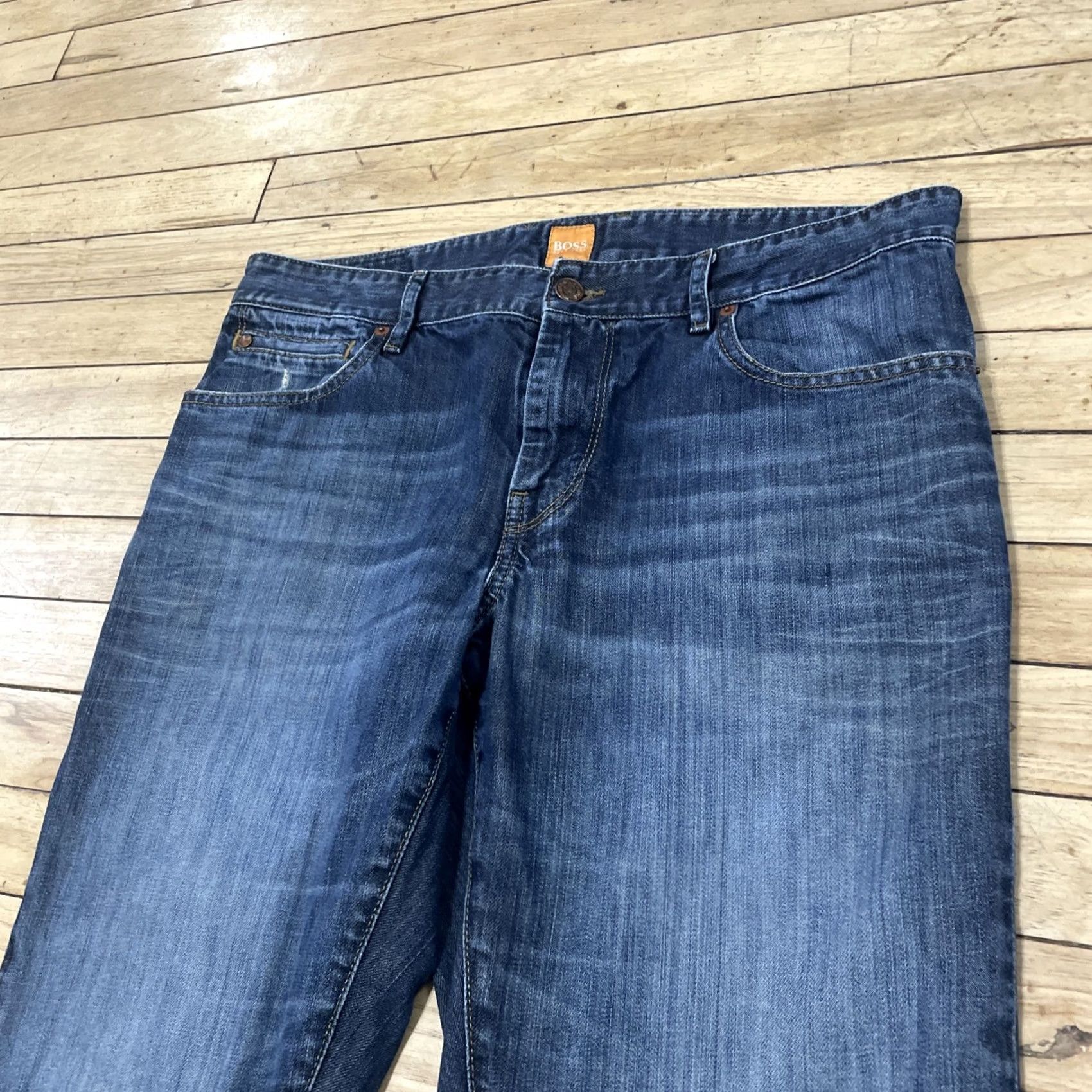 Hugo Boss HUGO BOSS Orange Jeans Men W34 L34 Blue Straight Stretch Zip Fly Denim 34/34 Jeans Size US 34 / EU 50 - 5 Thumbnail