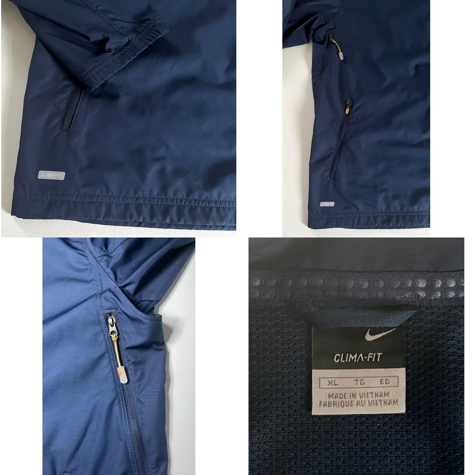 Nike VINTAGE Nike Men’s Clima-Fit Windbreaker Jacket XL Navy Zip Full-Size Wind-Resistant Pocketed Cross Training activewear Mens Size US XL / EU 56 / 4 - 8 Thumbnail