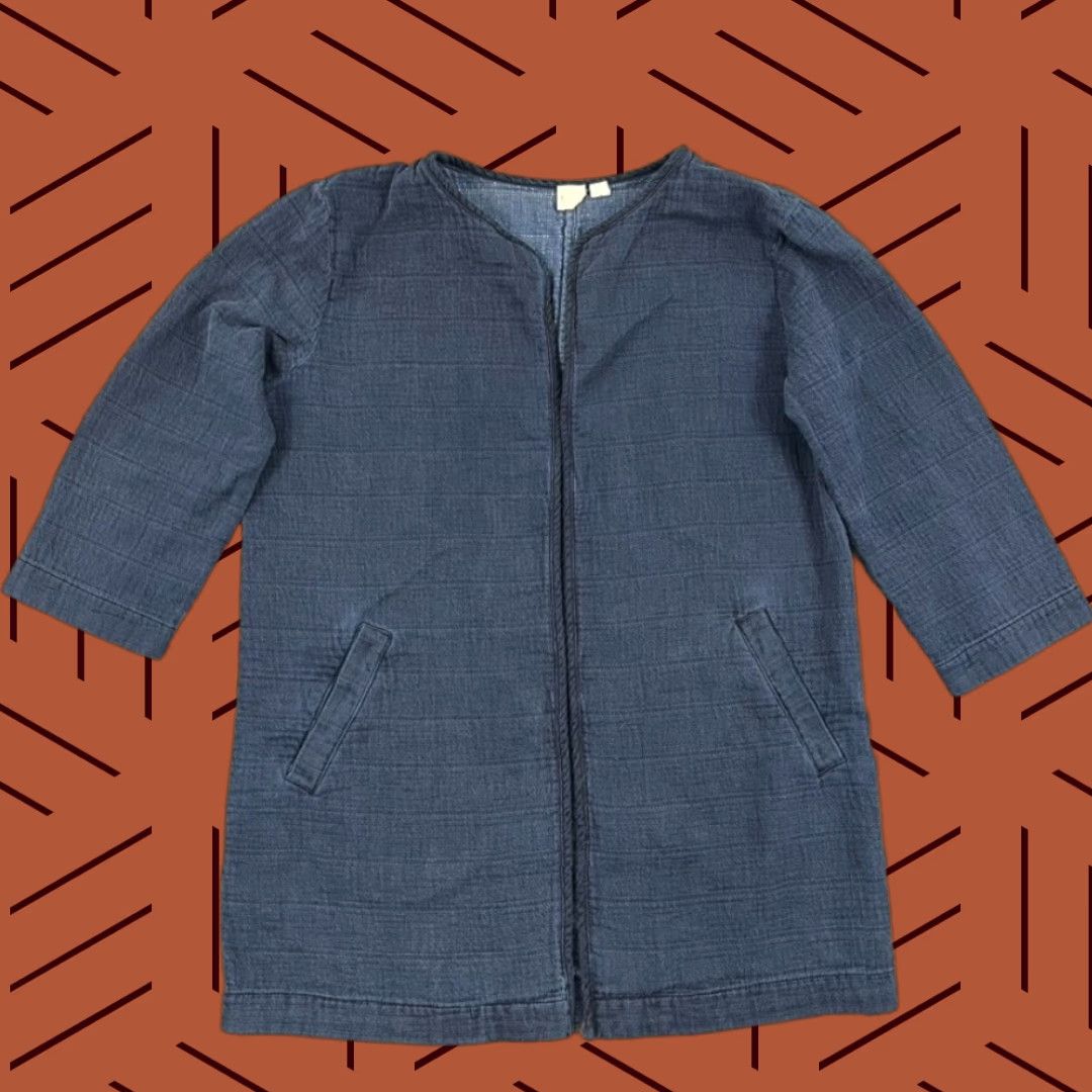 Eileen Fisher Eileen Fisher Womens Medium Blue Open Front Jacket Pockets Casual Regular Fit Size M / US 6-8 / IT 42-44 - 1 Thumbnail