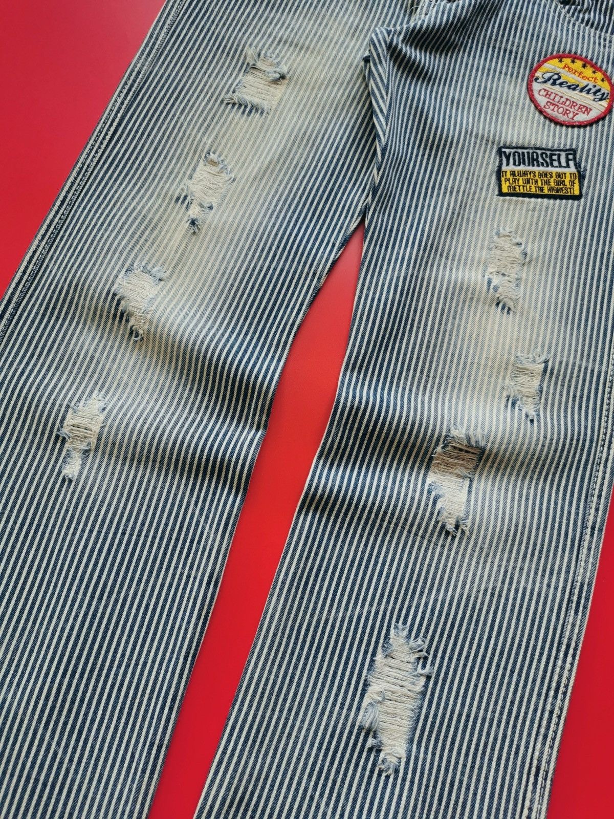 Kapital Colza Japan Hickory Patch Print Double Waist Jeans Size US 30 / EU 46 - 3 Thumbnail