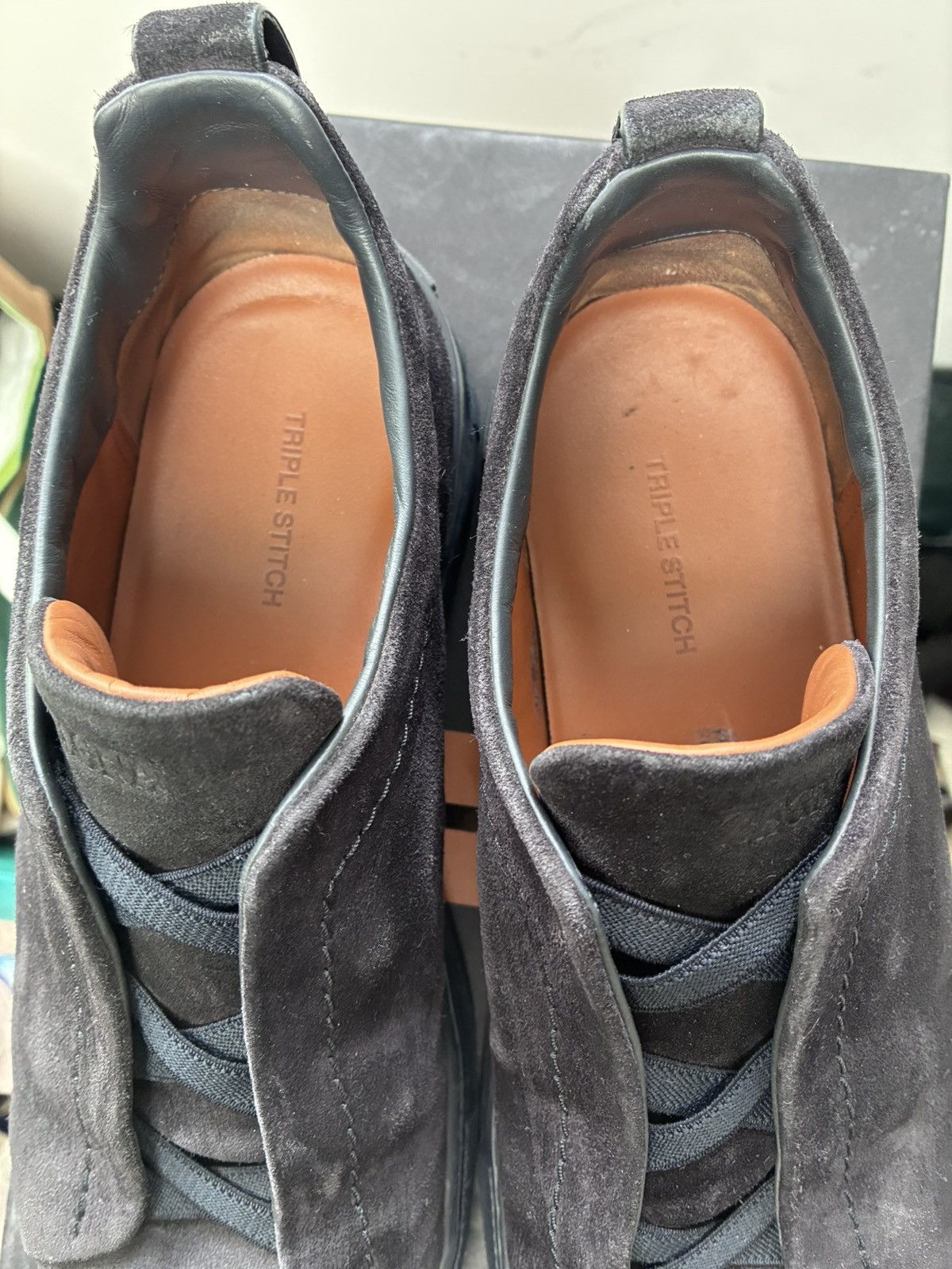 Ermenegildo Zegna Zegna black and navy triple stitch uk 7 eu 41 Size US 8 / EU 41 - 2 Thumbnail