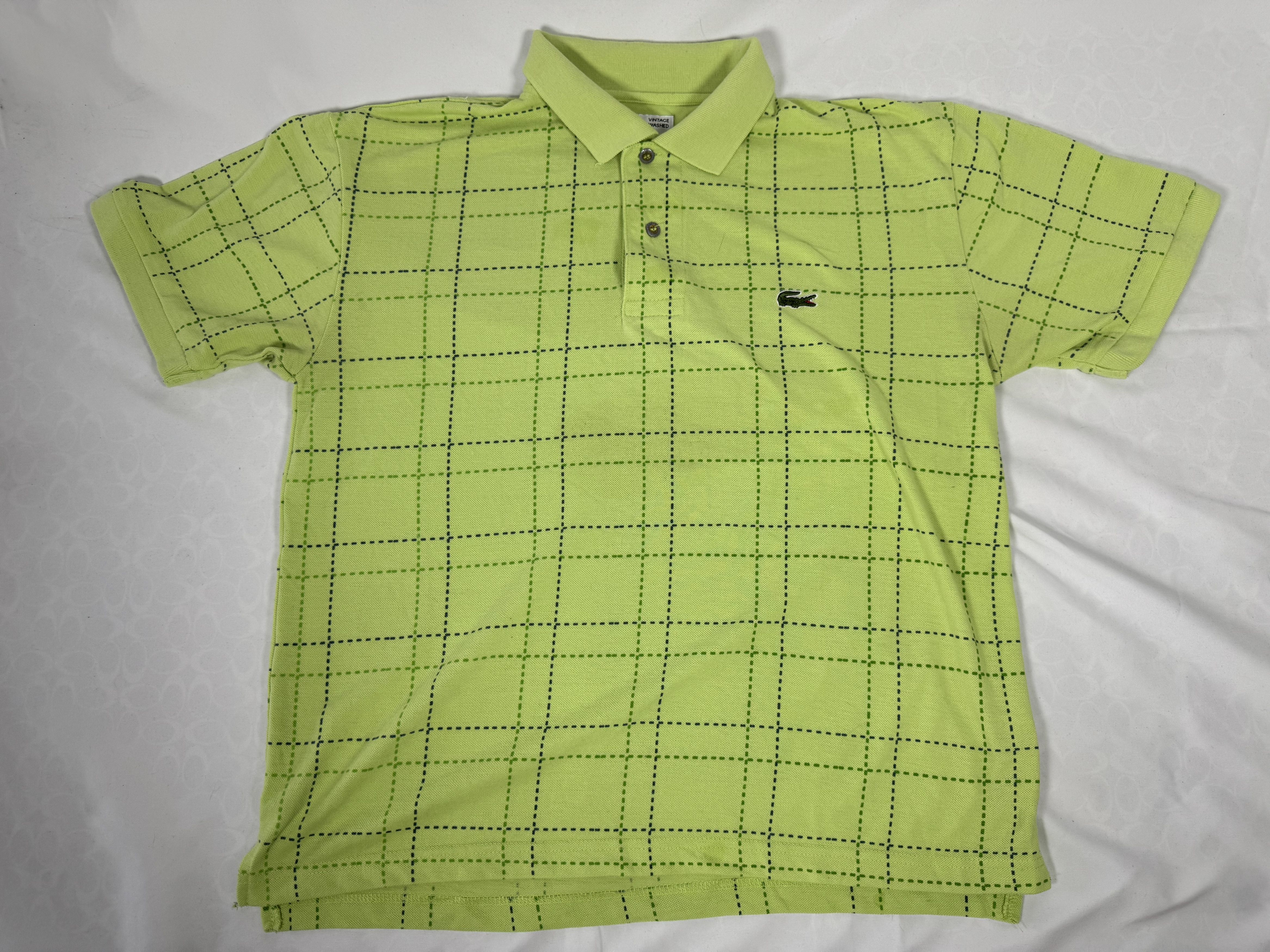 Lacoste Lacoste Vintage Washed Polo Shirt – Green Grid – Size Small Size US S / EU 44-46 / 1 - 1 Thumbnail