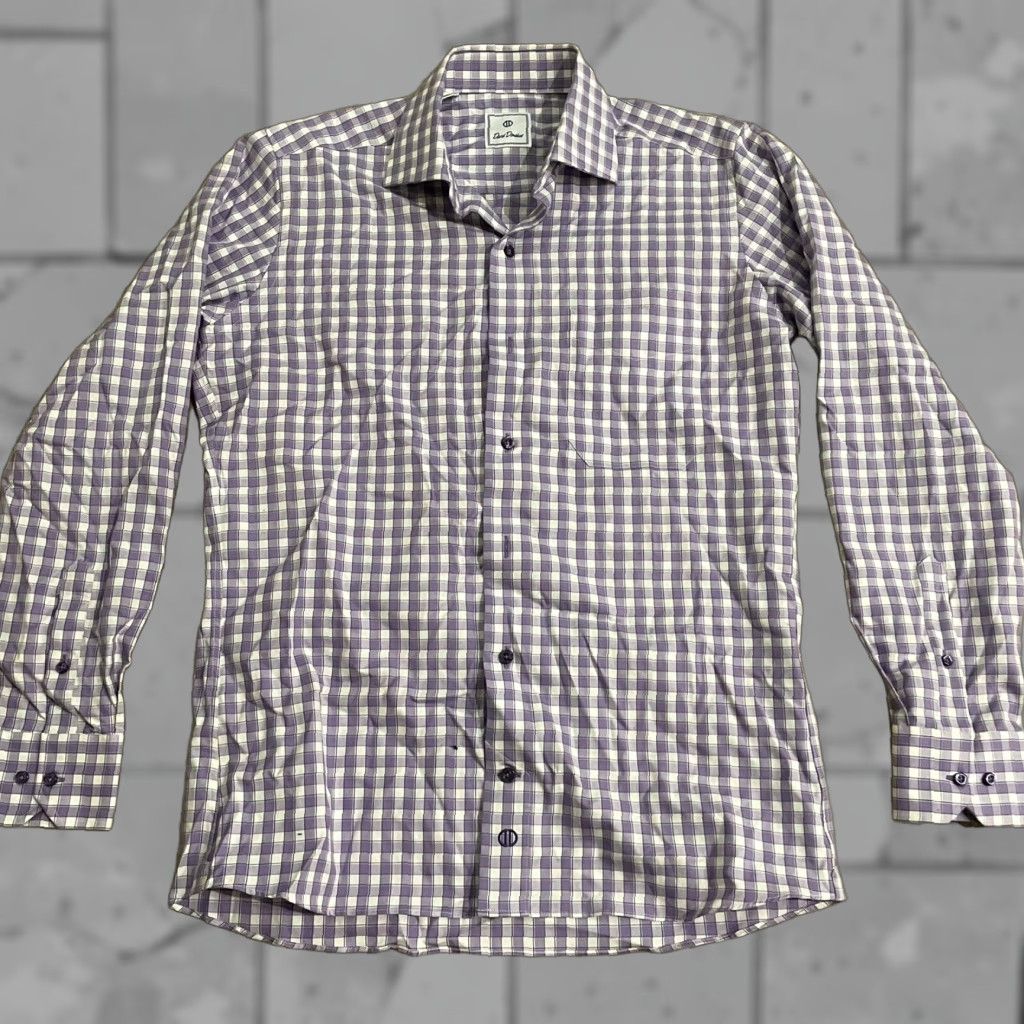 David Donahue VINTAGE David Donahue Men's Long Sleeve Button-Down Shirt Purple Plaid Cotton M Size US M / EU 48-50 / 2 - 1 Thumbnail