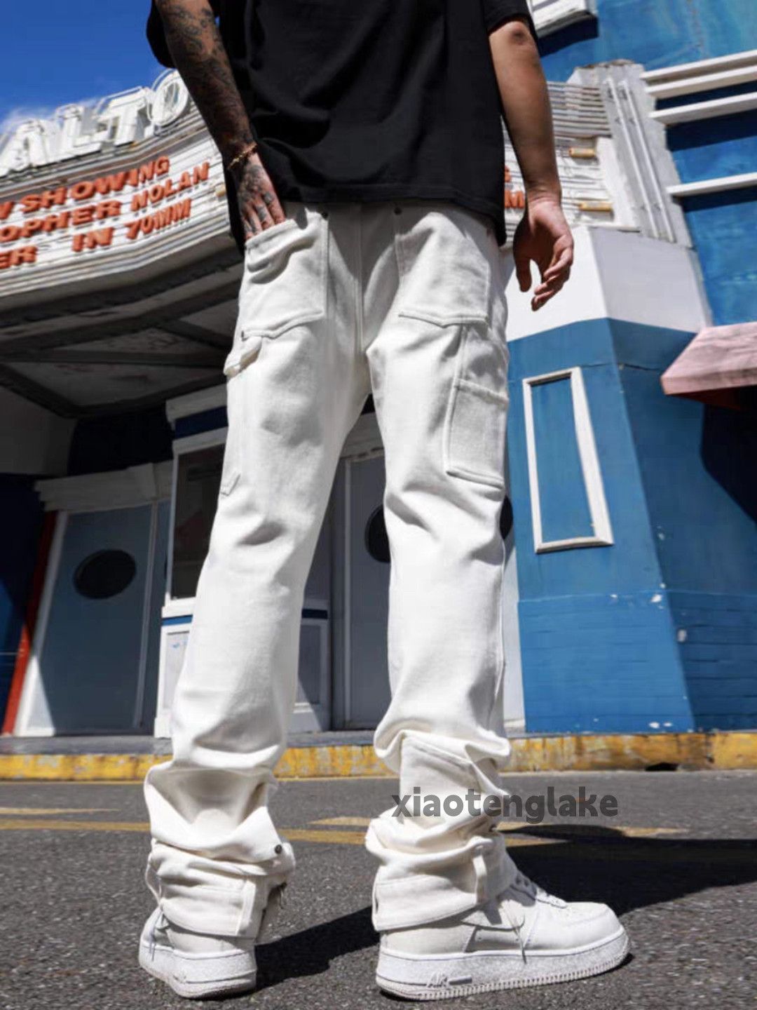 utility skate hiphop workwear zipper cargo flared pants