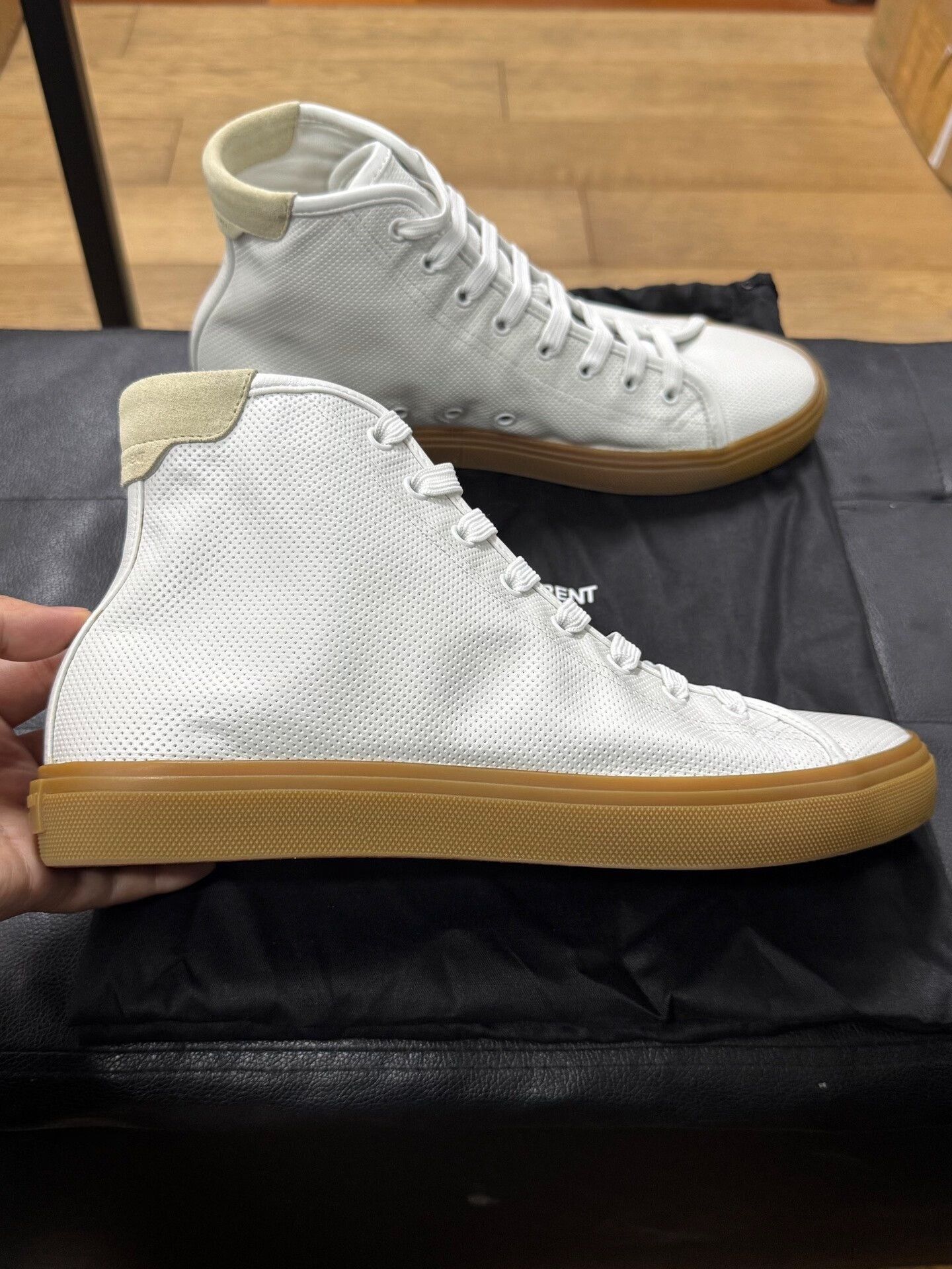 Saint Laurent Paris white high-top leather sneakers for men Size US 7 / EU 40 - 3 Thumbnail