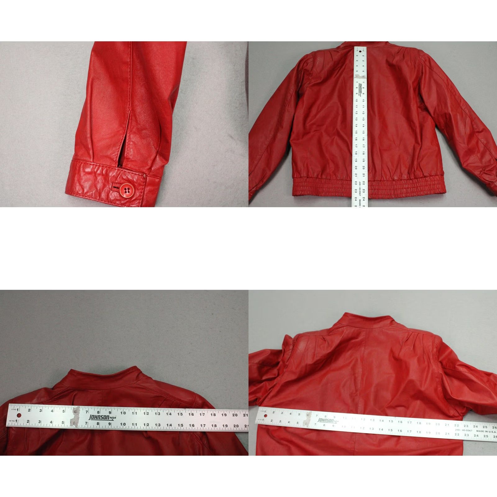 Paco Rabanne VINTAGE Paco Rabanne Jacket Womens Red Leather Bomber Zip 80s Size L / US 10 / IT 46 - 9 Thumbnail