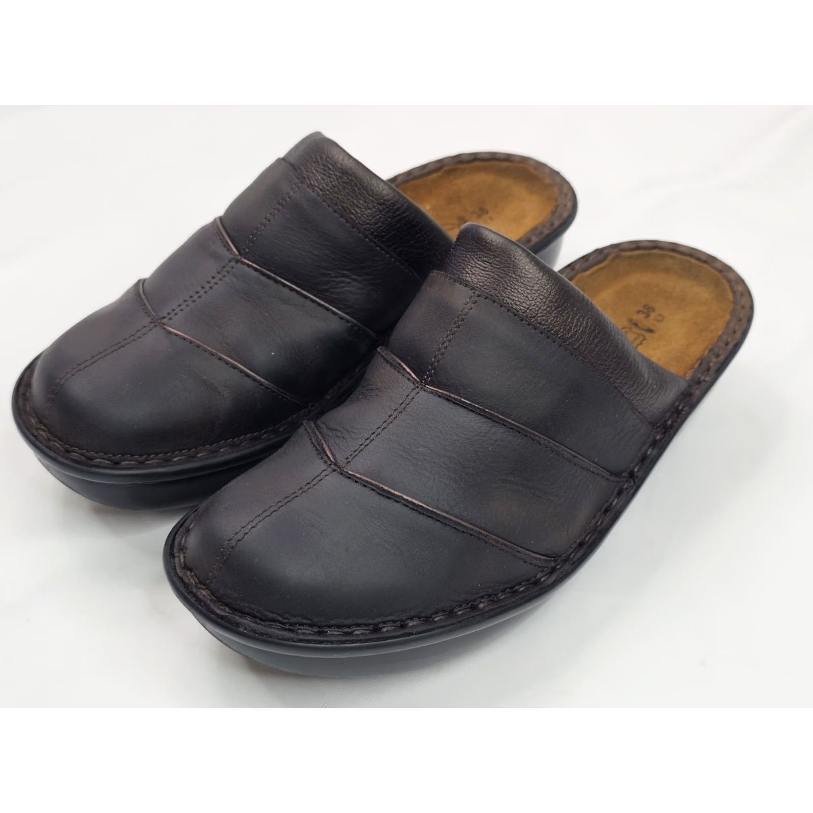 Vintage NAOT Leather Mule Wedge Slides Women EU 38 US 7 Brown Closed Toe Slip On Sandal Clogs Vintage No Size US 7 / IT 37 - 5 Thumbnail