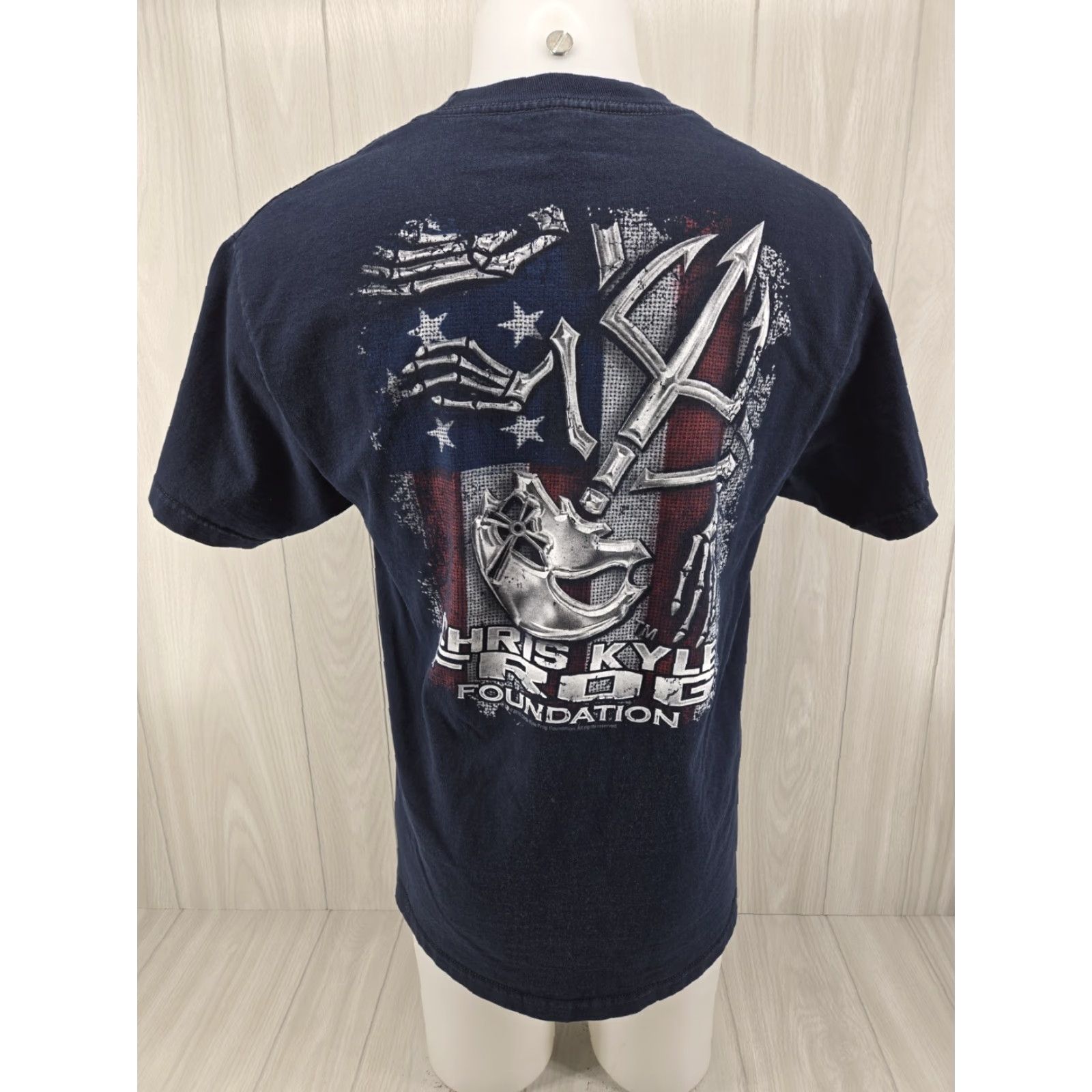 AAA Chris Kyle Frog Foundation T Shirt Mens Large Blue Short Sleeve Crew Neck Size US L / EU 52-54 / 3 - 2 Thumbnail