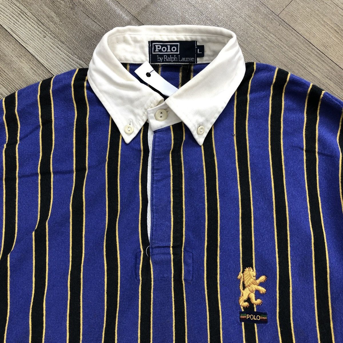 Polo Ralph Lauren × Vintage Vintage Polo Ralph Lauren Rugby Lion Stripe Long Sleeve Size US L / EU 52-54 / 3 - 3 Thumbnail