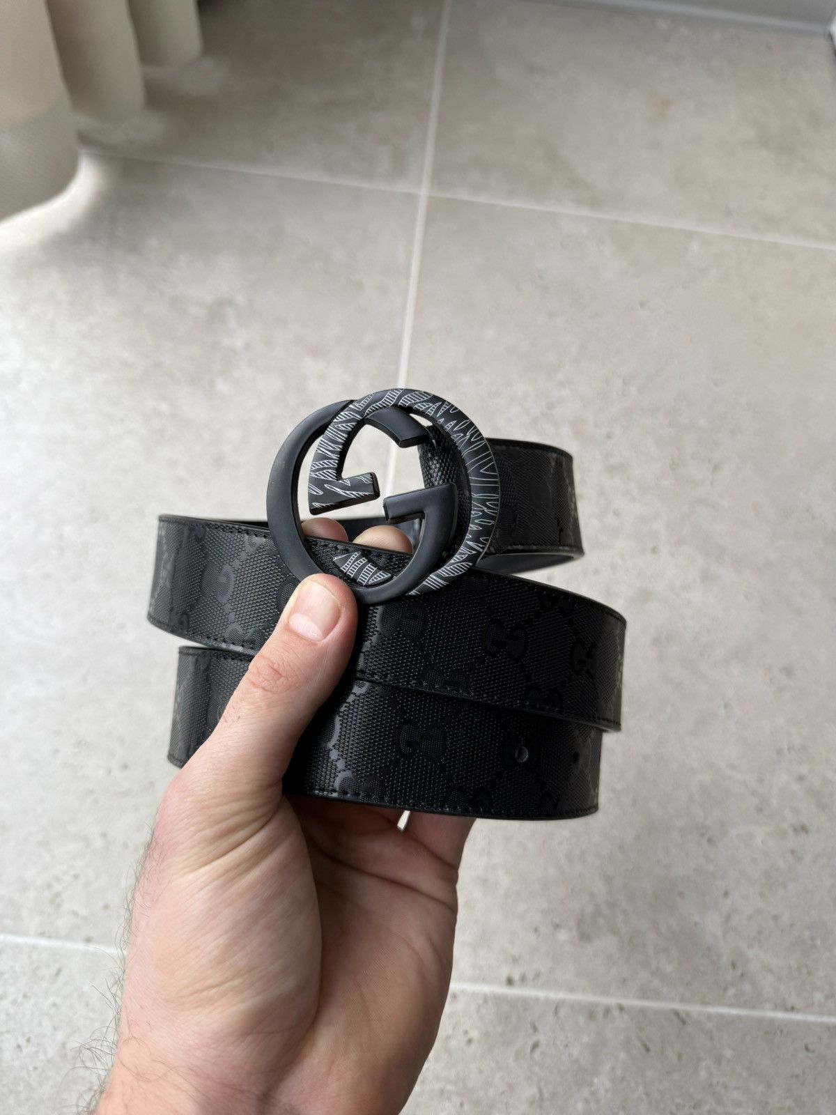 Gucci Gucci Monogram Belt Black Size ONE SIZE - 1 Thumbnail
