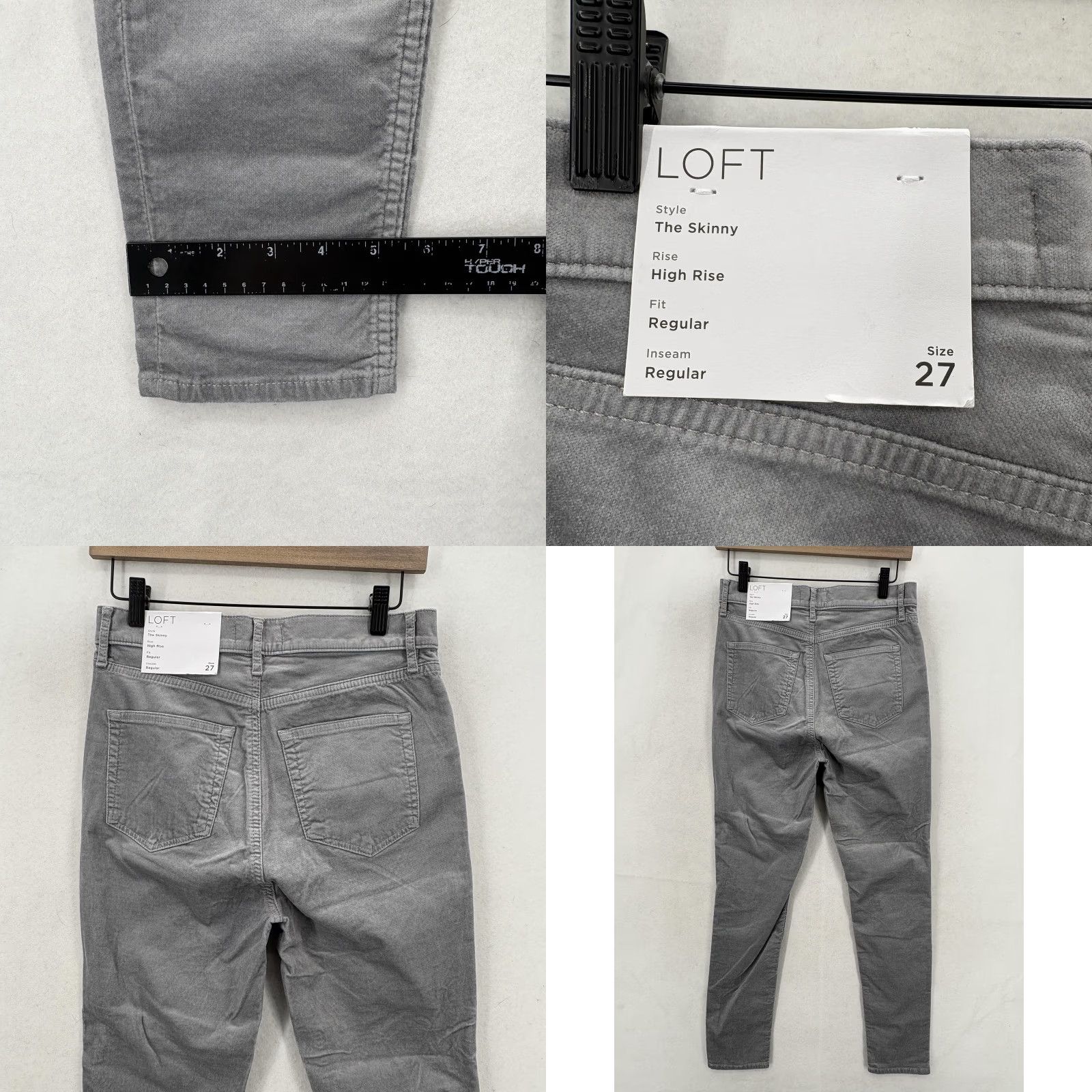 Loft LOFT The Skinny High Rise Jeans Womens 4 Gray Stretch Velvet Regular Fit Soft Size 27" / US 4 / IT 40 - 9 Thumbnail