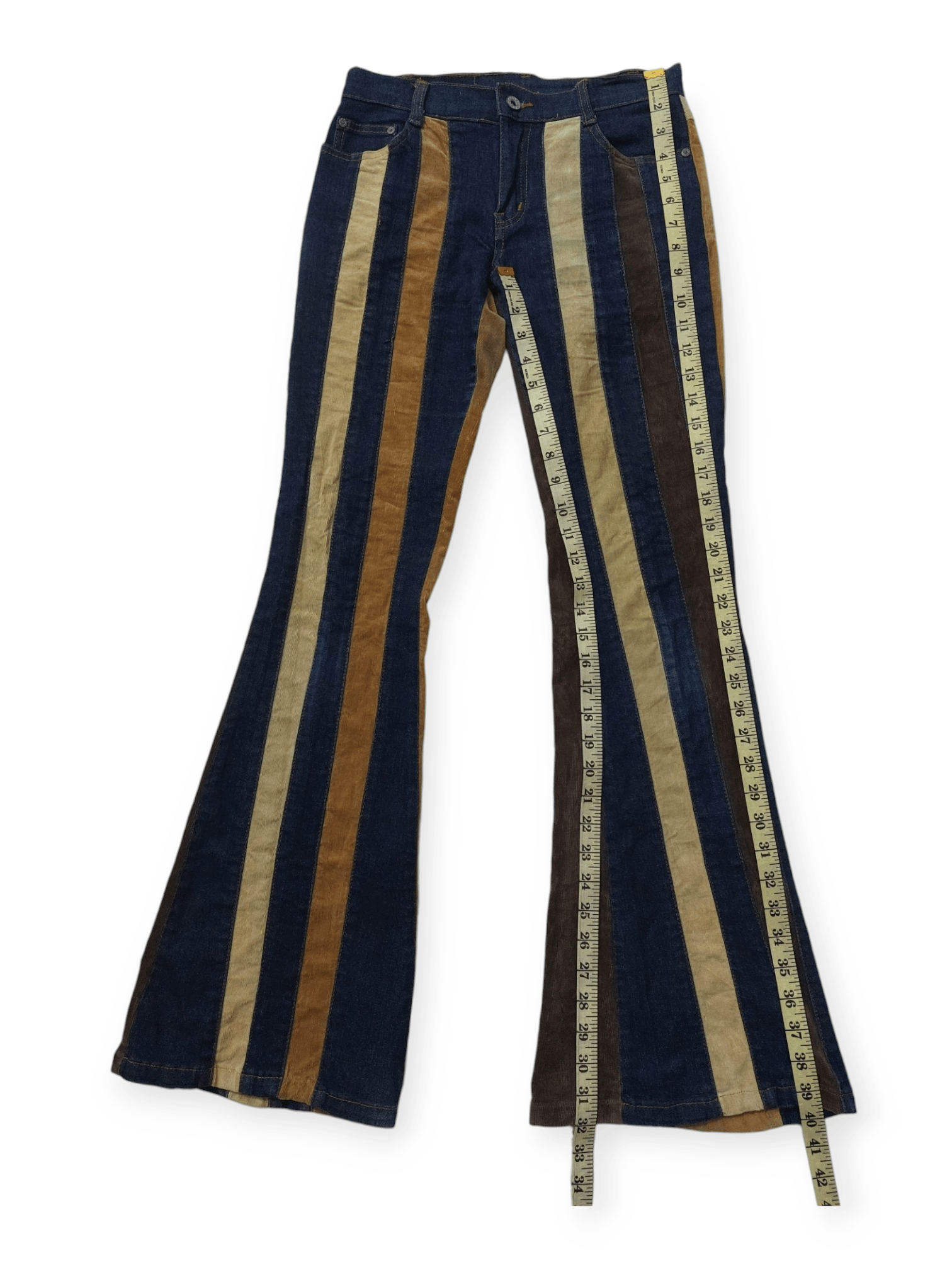 Vintage 🔥Super Flare Japan A.CO.CO Multi Stripe Jeans Size 26" / US 2 / IT 38 - 20 Thumbnail
