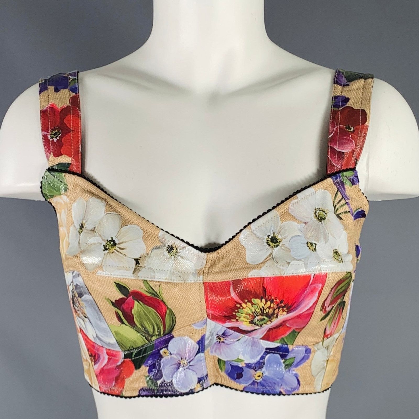Dolce & Gabbana DOLCE & GABBANA Multi Color Nylon Blend Floral Bralette Size M / US 6-8 / IT 42-44 - 1 Thumbnail