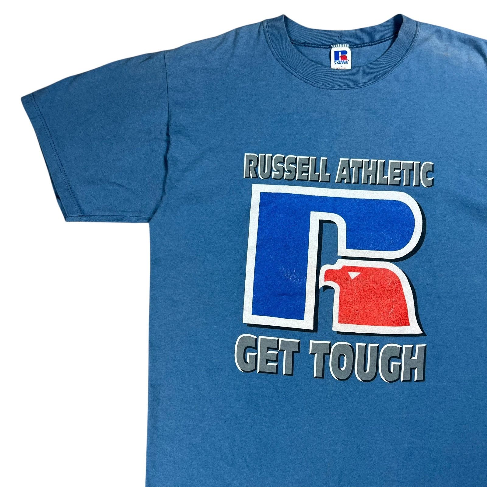 Russell Athletic × Vintage Vintage 90s Russell Athletic Get Tough promo shirt shirt tee Size US L / EU 52-54 / 3 - 4 Thumbnail