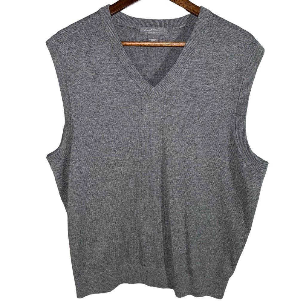 Daniel Cremieux Gray Daniel Cremieux Pima Cotton V Neck Sweater Vest Size L Size US L / EU 52-54 / 3 - 1 Thumbnail