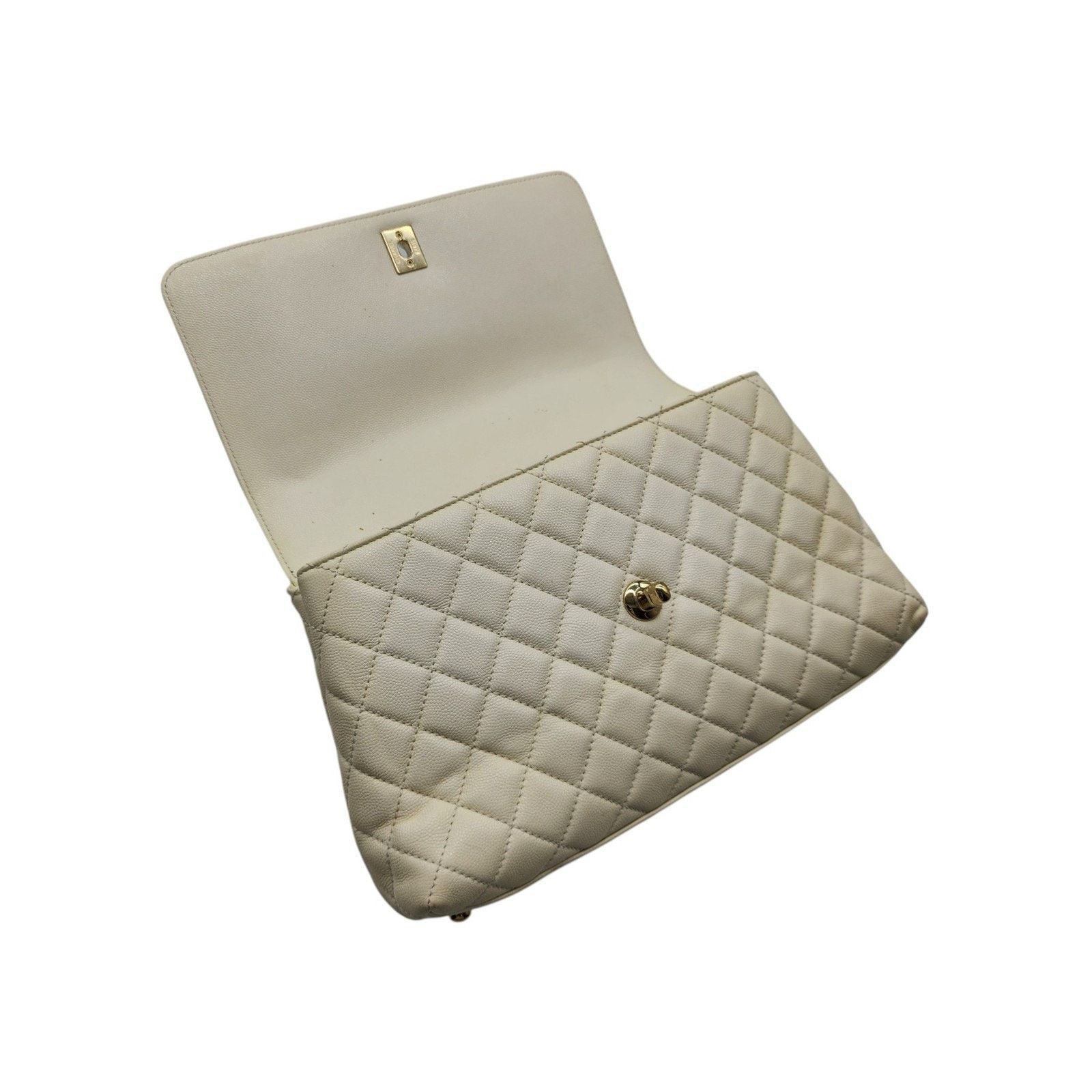 Chanel Coco Top Handle Leather Flap Shoulder Bag White - Preowned Size ONE SIZE - 3 Thumbnail