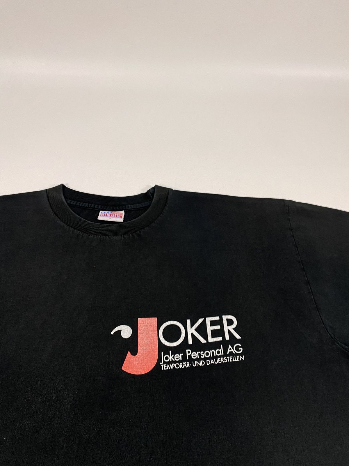 Vintage 90s Single Stitch USA Joker Black Faded Heavy Blank T-shirt Size US XL / EU 56 / 4 - 5 Thumbnail