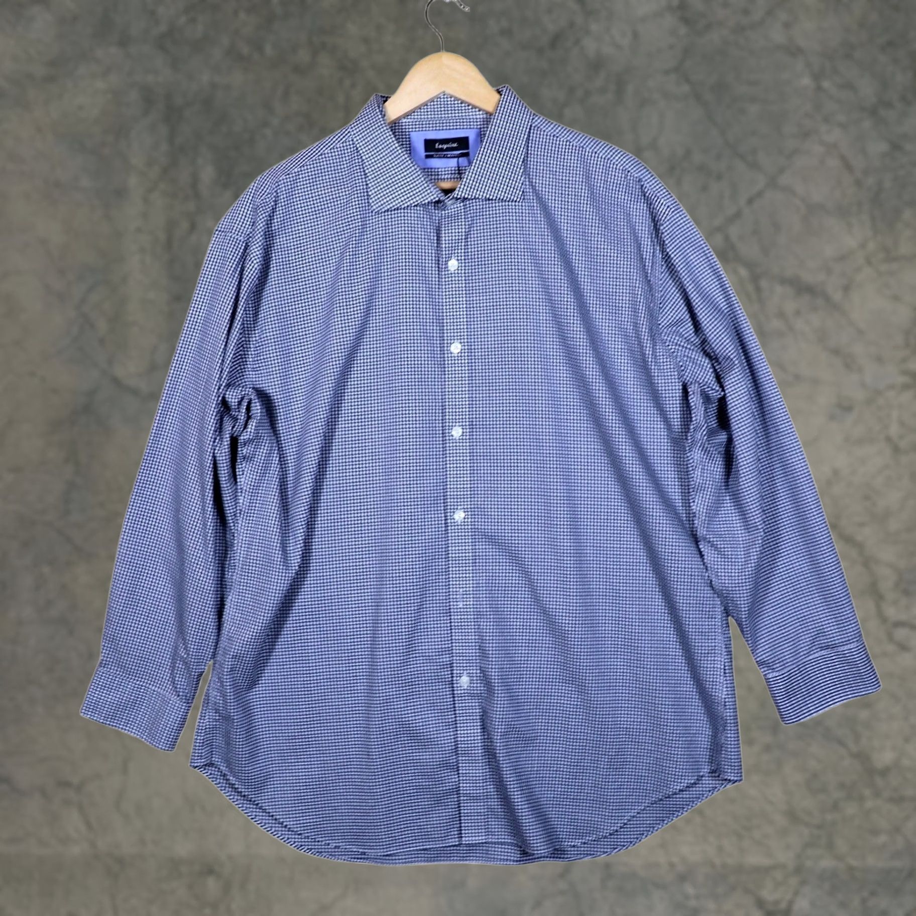 Vintage Esquire Dress Shirt Mens Slim Fit Gingham Blue White XXL 18-32/33 Non Iron Size 48R - 1 Thumbnail
