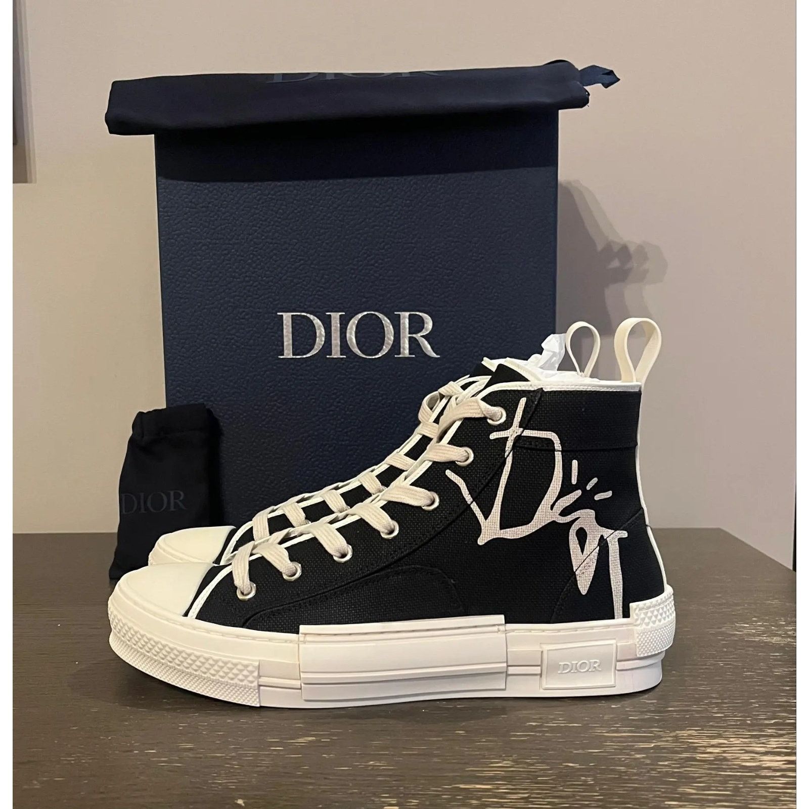 Dior × Travis Scott Cactus Jack B23 High Top Logo Sneakers in Black Size US 6 / EU 39 - 13 Thumbnail