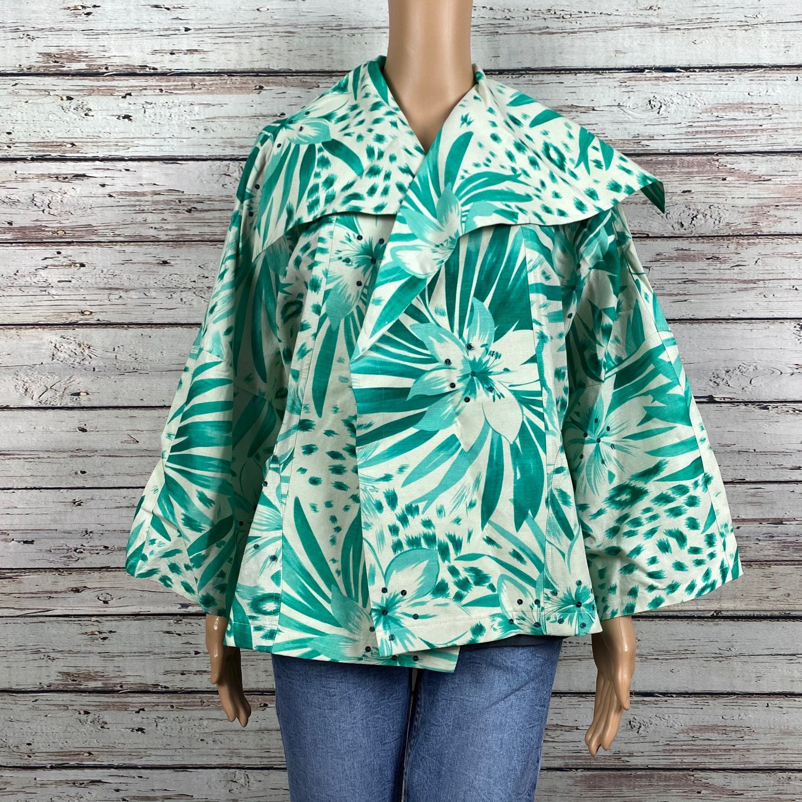 Other Della Reese Green Botanical Open Front Jacket Blazer Small Size S / US 4 / IT 40 - 8 Thumbnail