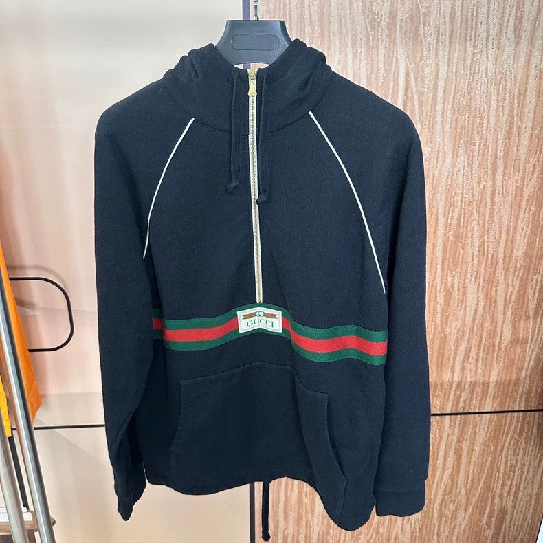 Gucci Gucci Red and green striped belt half-zipper hoodie 2501-Ne Size US XS / EU 42 / 0 - 1 Thumbnail