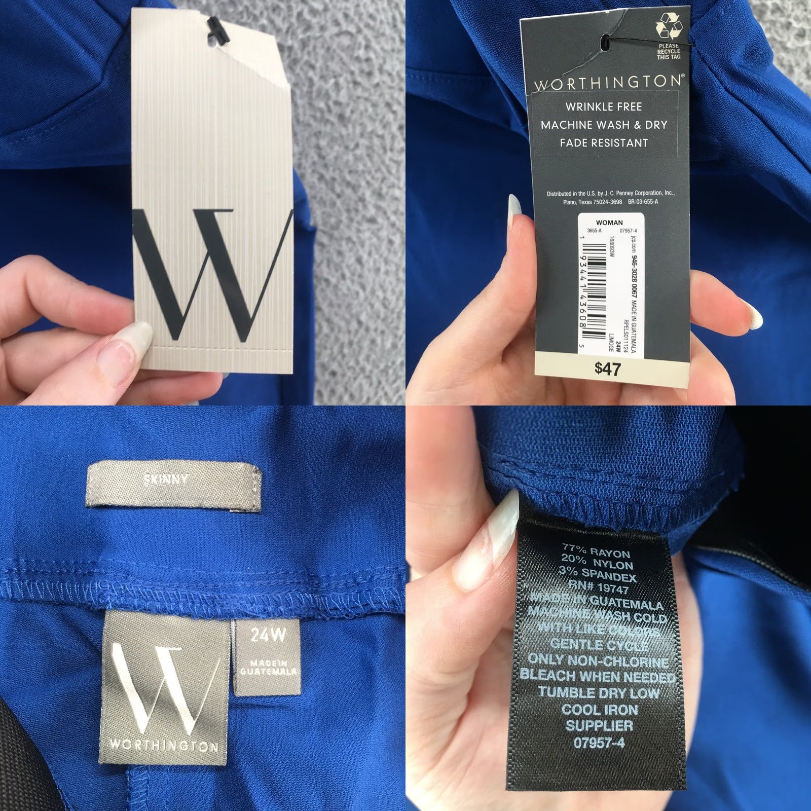 Worthington Worthington Skinny Pants Womens 24W - Blue Casual Size 42" / US 20 - 10 Thumbnail