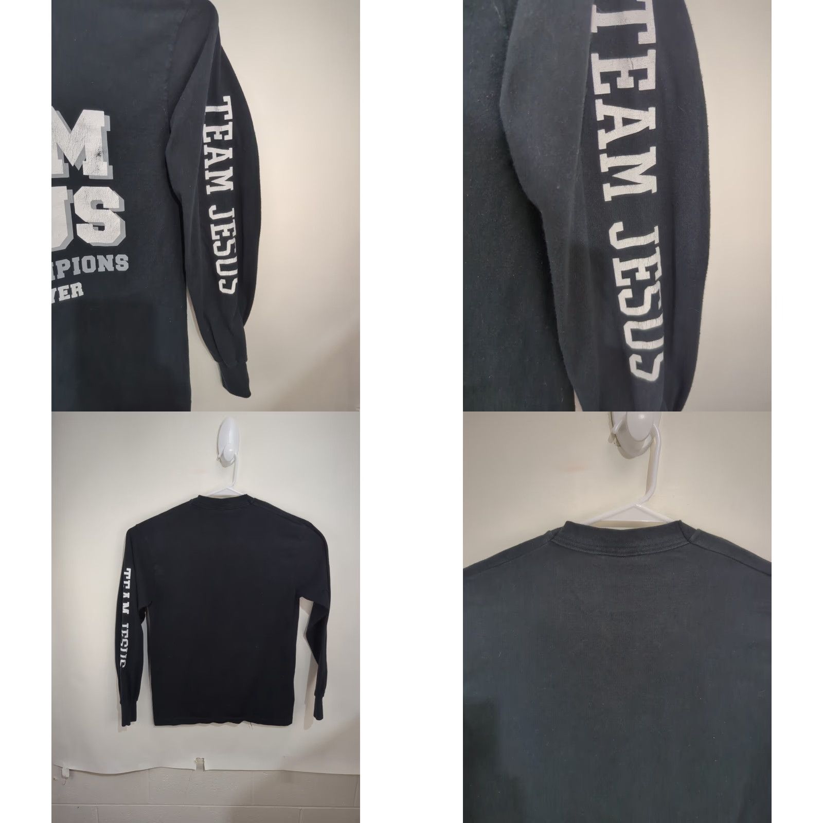 Vintage VINTAGE Space Jam Shirt Jesus World Champions T-Shirt Crew Neck Long Sleeve Black Mens M Size US M / EU 48-50 / 2 - 9 Thumbnail