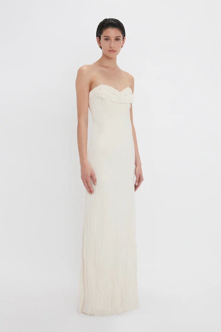Victoria Beckham o1mle0525 Corset Detail Gown In Ivory Size M / US 6-8 / IT 42-44 - 4 Thumbnail