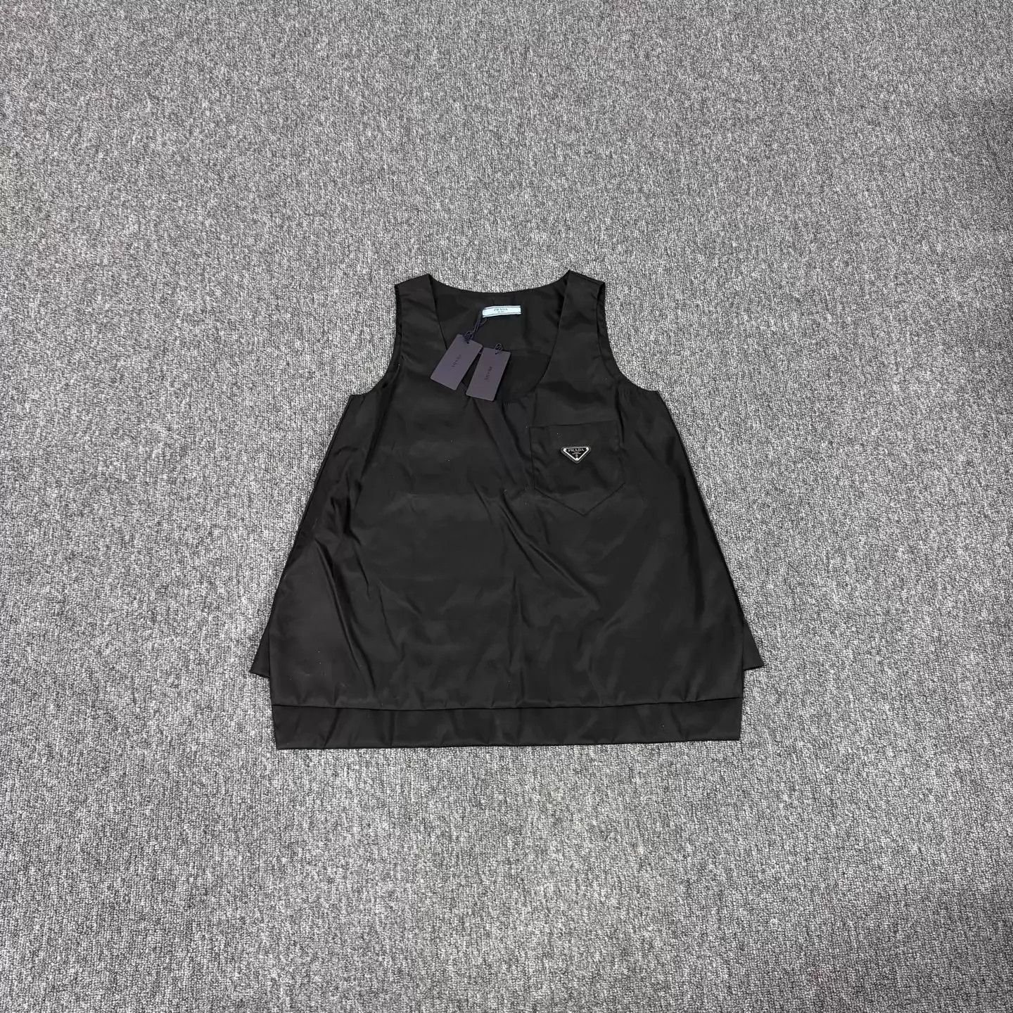 Prada Prada Black Nylon Sleeveless Top Tri Logo 44 New With Tags Size M / US 6-8 / IT 42-44 - 1 Thumbnail