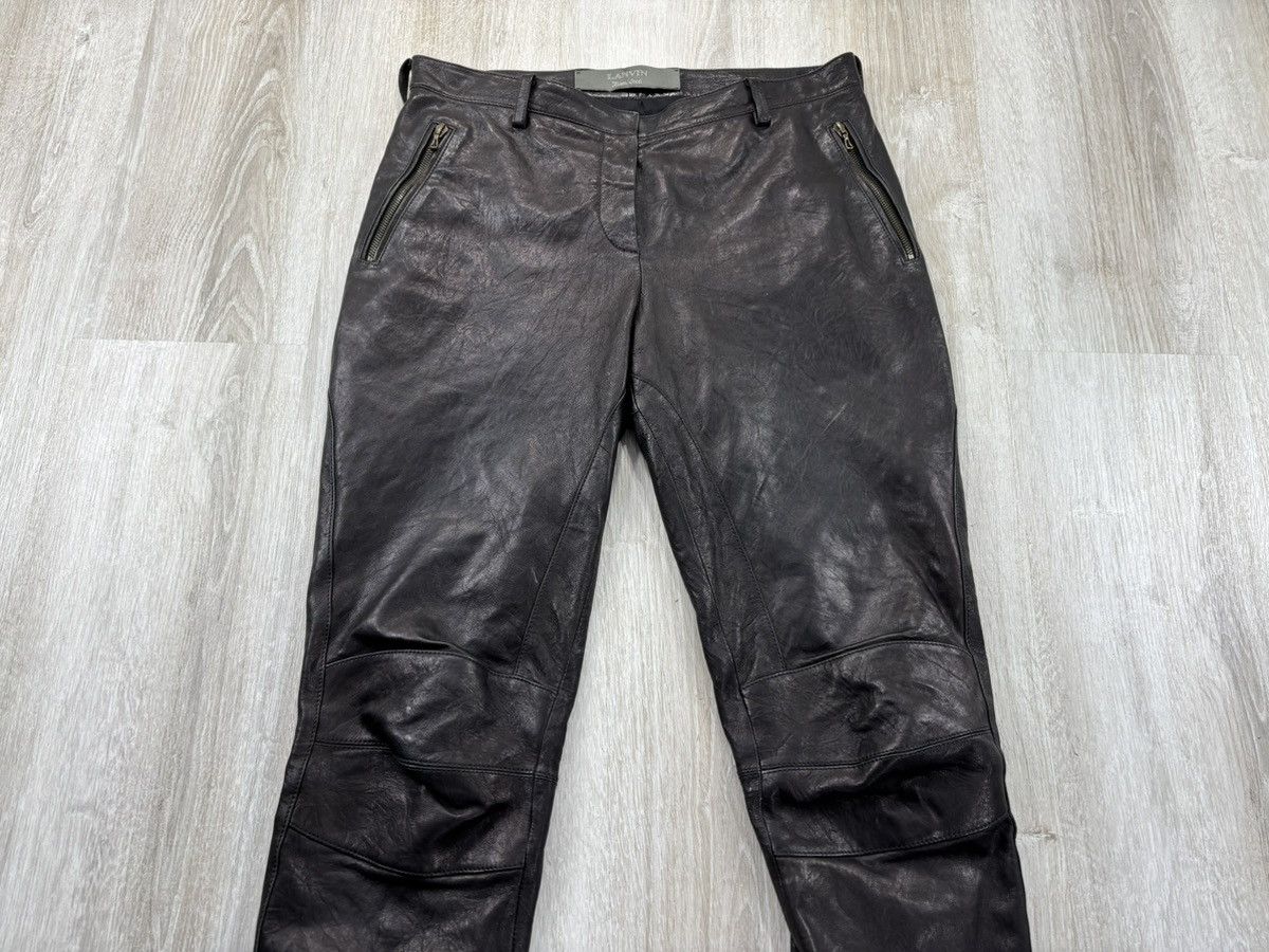 Designer × Lanvin Womens vintage leather Motorcycle Biker pants Lanvin Size 40 Size 27" / US 4 / IT 40 - 3 Thumbnail