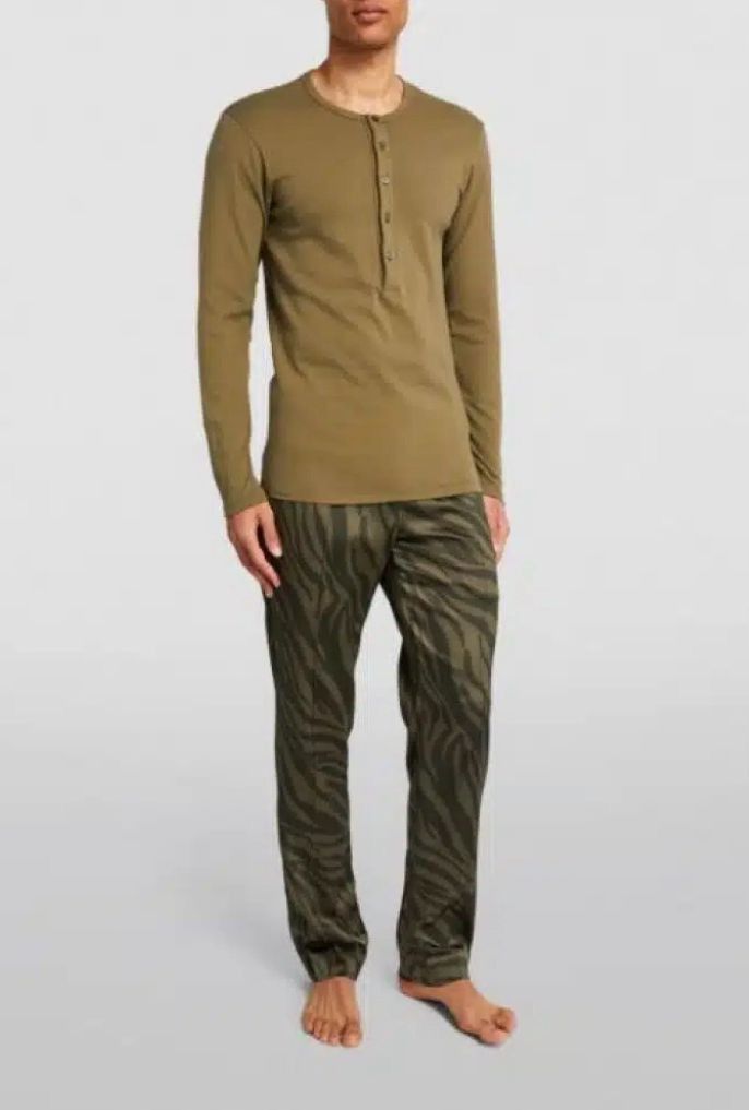Tom Ford SILK SATIN PIJAMA PANTS ZEBRA DARK GREEN Size US 32 / EU 48 - 2 Thumbnail