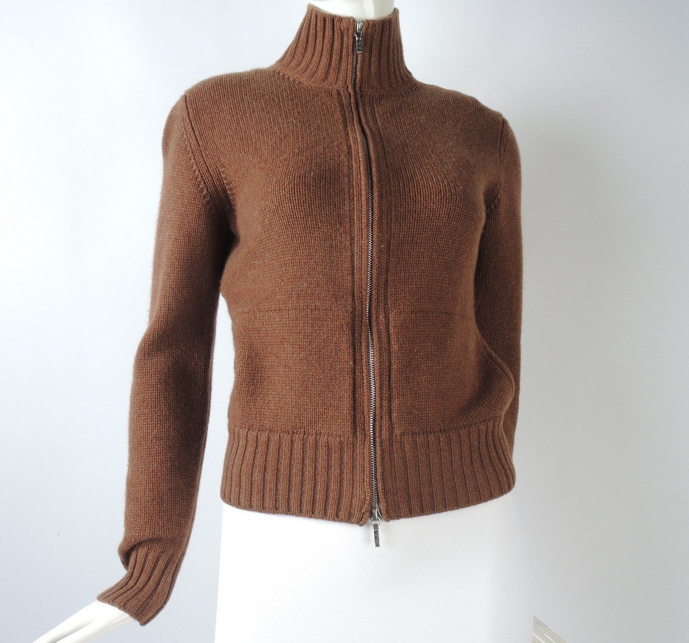 Loro Piana o1smst1ft0424 Cashmere Zip Cardigan in Brown Size S / US 4 / IT 40 - 1 Thumbnail