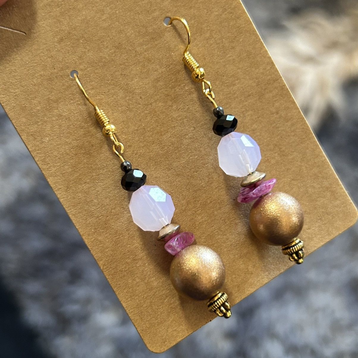 Handmade Handcrafted elegant matte vintage bead earrings Size ONE SIZE - 1 Thumbnail