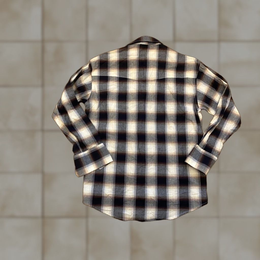 Wrangler Wrangler Wrancher Flannel Western Shirt Mens M Pearl Snap Brown Plaid Size US M / EU 48-50 / 2 - 1 Thumbnail