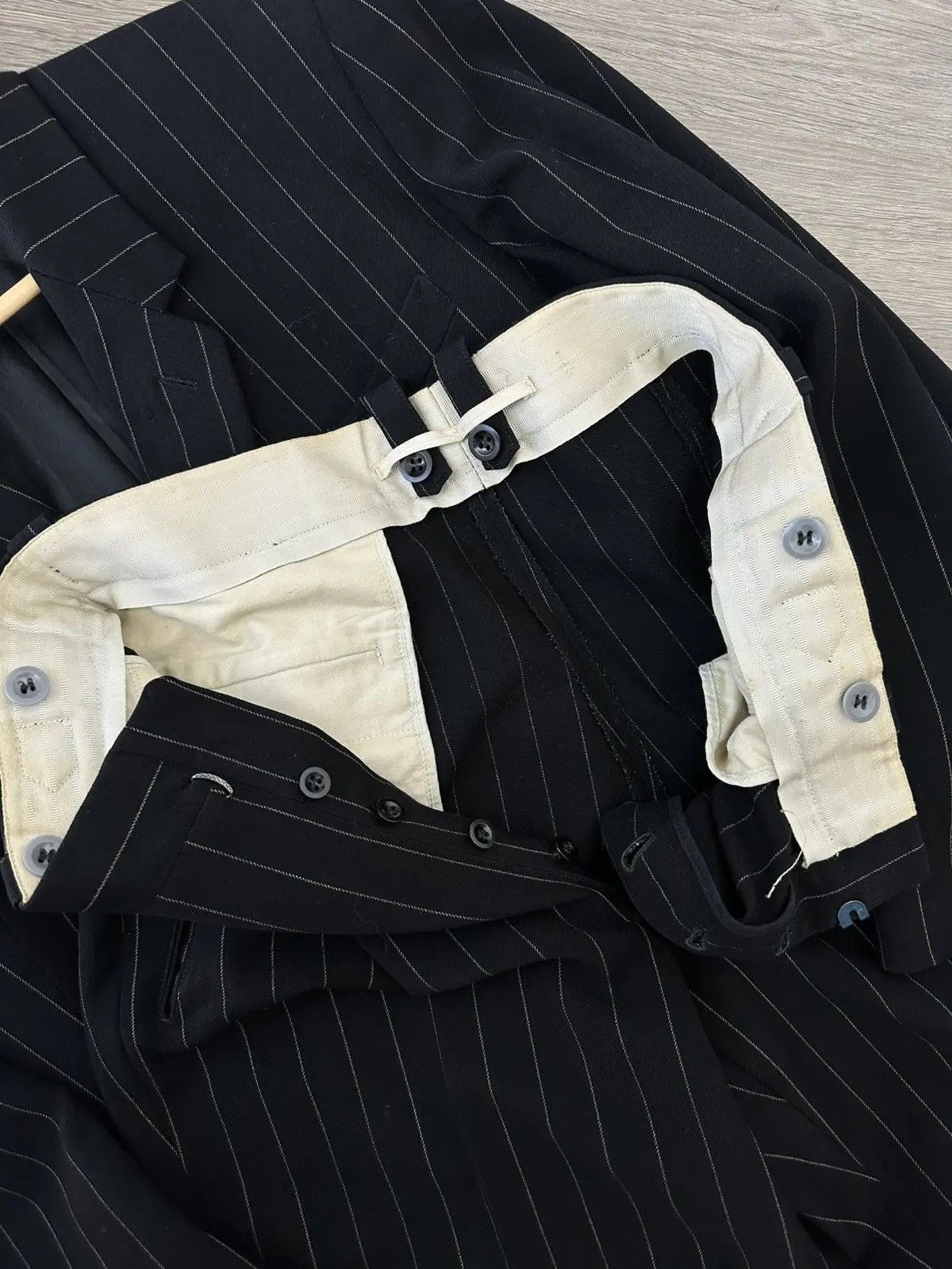 Japanese Brand VTG 1960s Men’s Suit 2-Piece Black Wool WWII Era Solide Elegance Size 44L - 6 Thumbnail